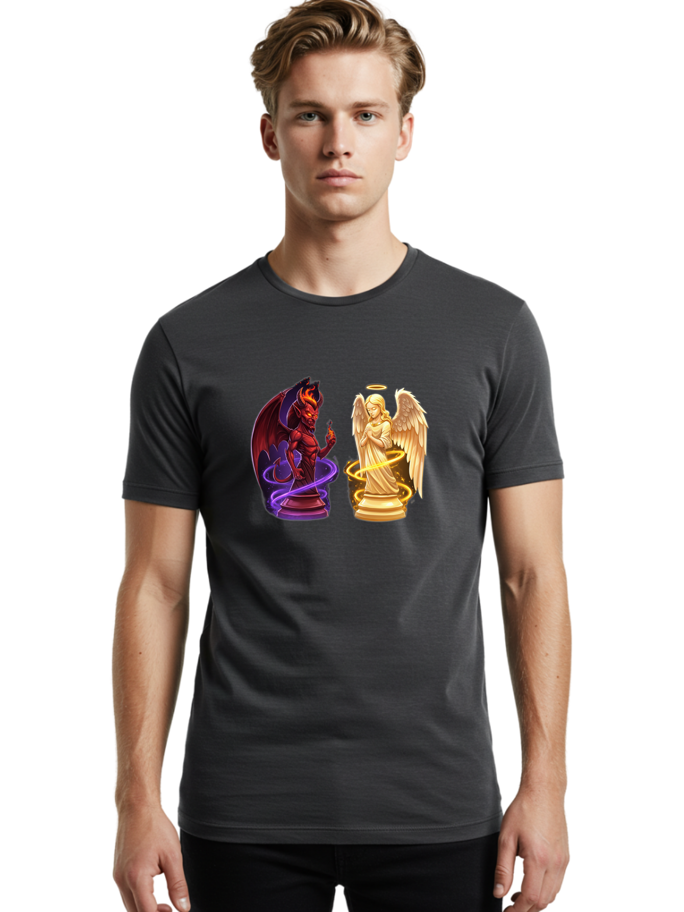 Angel-And-Demon Men'S Graphic Tee, 100% Cotton, Comfortable Casual Summer Wear, Machine Washable, Vintage Camera, Old Camera, Antique Camera, Black Camera, Classic Photography, Photography Equipment, Nostalgic Device, Film Camera, Camera Art Bah423