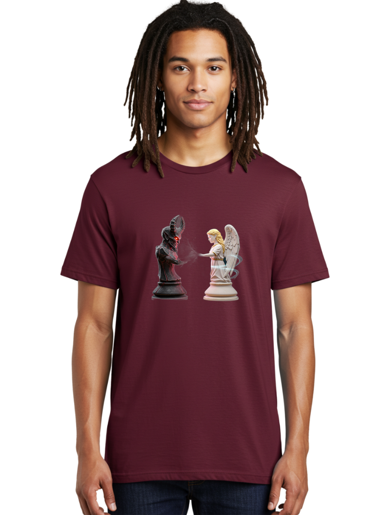 Angel-Vs-Demon-Chess Men'S Graphic Tee, 100% Cotton, Comfortable Casual Summer Wear, Machine Washable, Vintage Camera, Old Camera, Antique Camera, Black Camera, Classic Photography, Photography Equipment, Nostalgic Device, Film Camera, Bah425