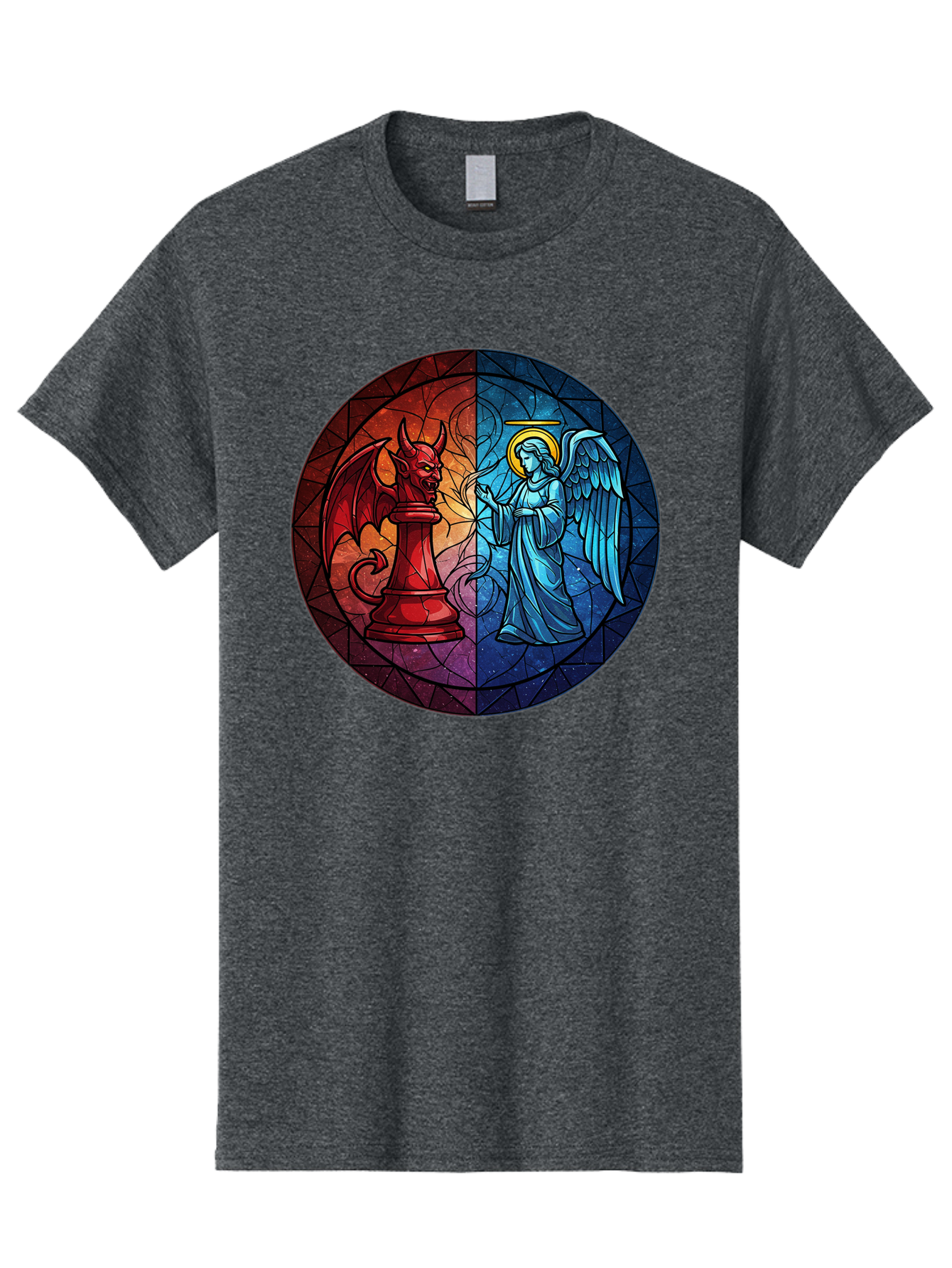 Angel-Vs-Devil-Chess-Piece Men'S Graphic Tee, 100% Cotton, Comfortable Casual Summer Wear, Machine Washable, Vintage Camera, Old Camera, Antique Camera, Black Camera, Classic Photography, Photography Equipment, Nostalgic Device, Film Camera, Bah428