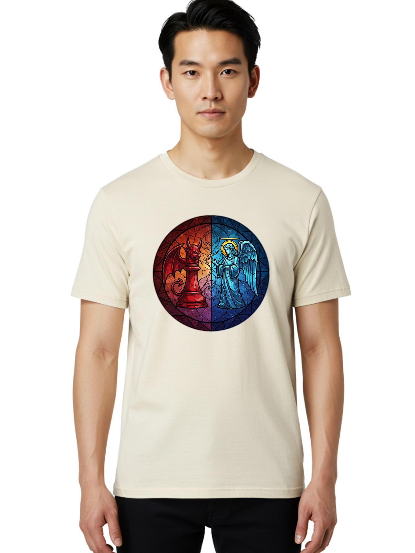 Angel-Vs-Devil-Chess-Piece Men'S Graphic Tee, 100% Cotton, Comfortable Casual Summer Wear, Machine Washable, Vintage Camera, Old Camera, Antique Camera, Black Camera, Classic Photography, Photography Equipment, Nostalgic Device, Film Camera, Bah428