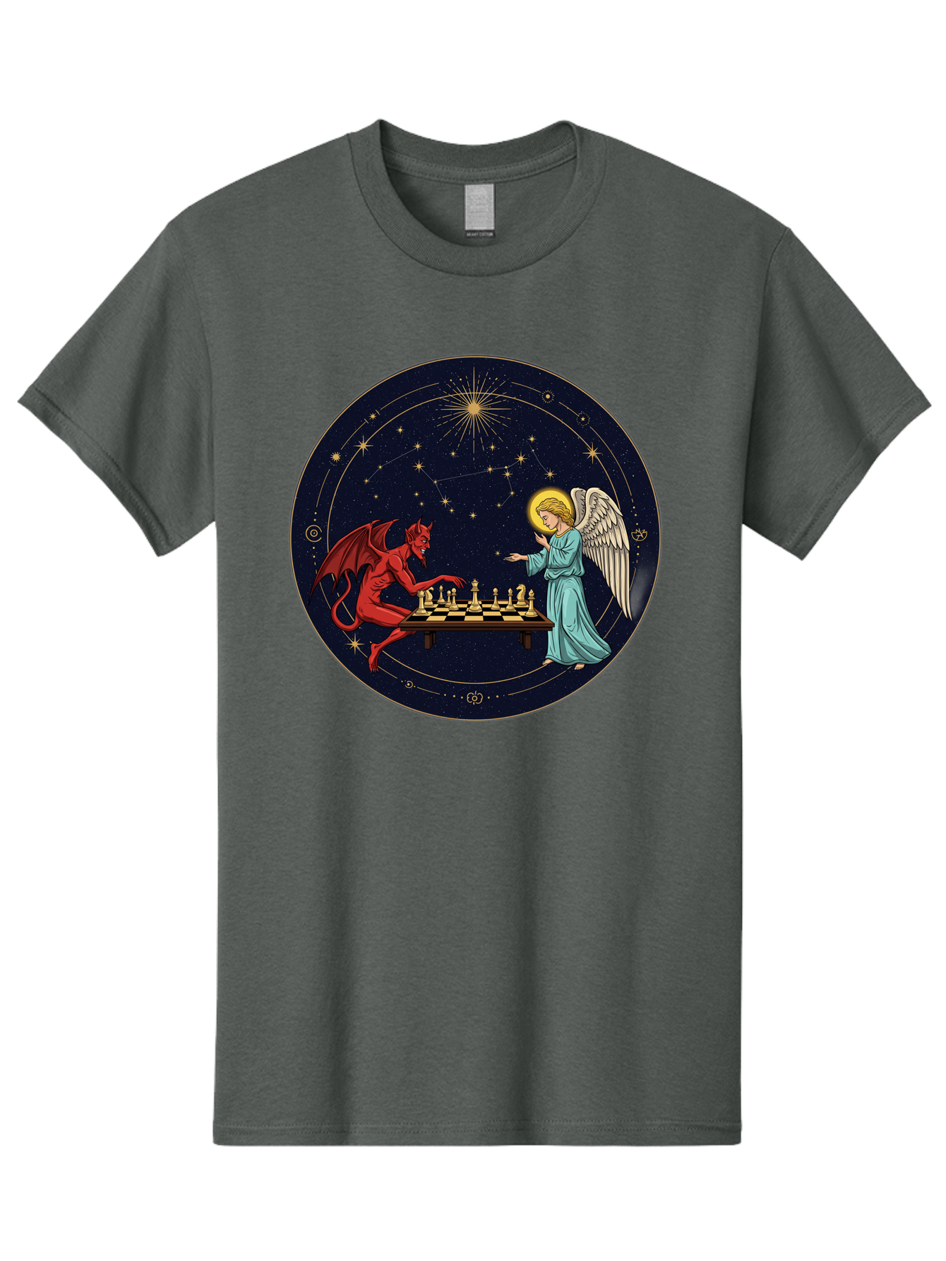 Angel-Vs-Devil-Chess Men'S Graphic Tee, 100% Cotton, Comfortable Casual Summer Wear, Machine Washable, Vintage Camera, Old Camera, Antique Camera, Black Camera, Classic Photography, Photography Equipment, Nostalgic Device, Film Camera, Bah429