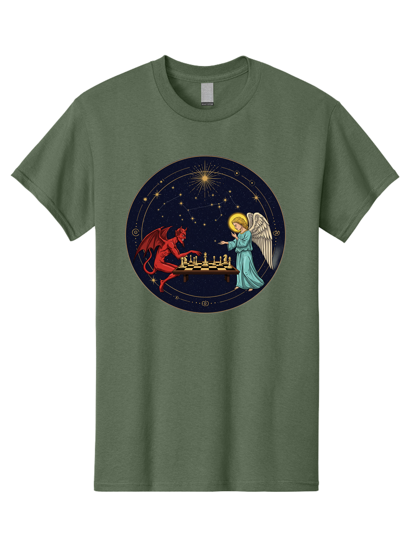 Angel-Vs-Devil-Chess Men'S Graphic Tee, 100% Cotton, Comfortable Casual Summer Wear, Machine Washable, Vintage Camera, Old Camera, Antique Camera, Black Camera, Classic Photography, Photography Equipment, Nostalgic Device, Film Camera, Bah429