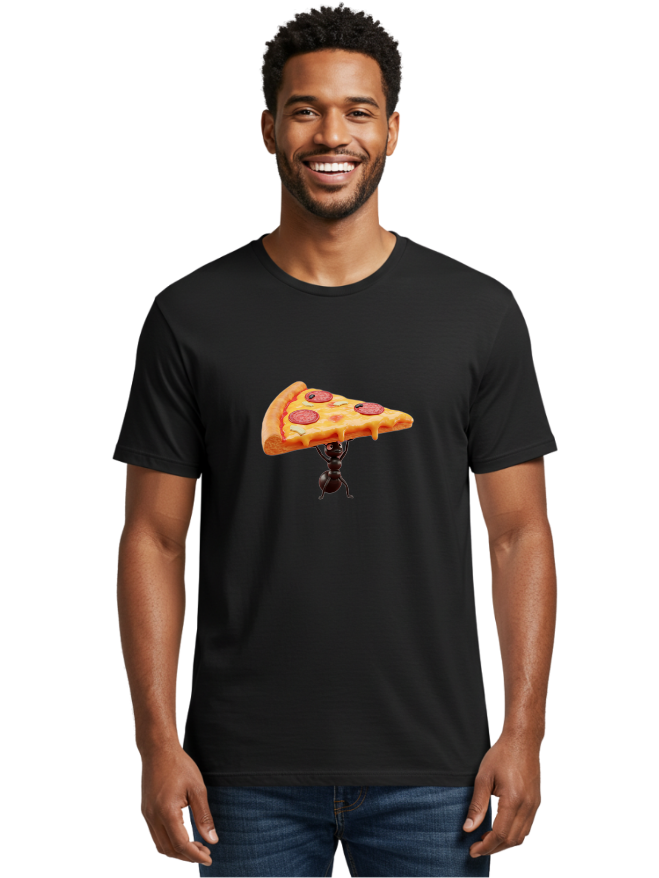 Ant-Lifting-Pizza-Slice Men'S Graphic Tee, 100% Cotton, Comfortable Casual Summer Wear, Machine Washable, Vintage Camera, Old Camera, Antique Camera, Black Camera, Classic Photography, Photography Equipment, Nostalgic Device, Film Camera, Bah447