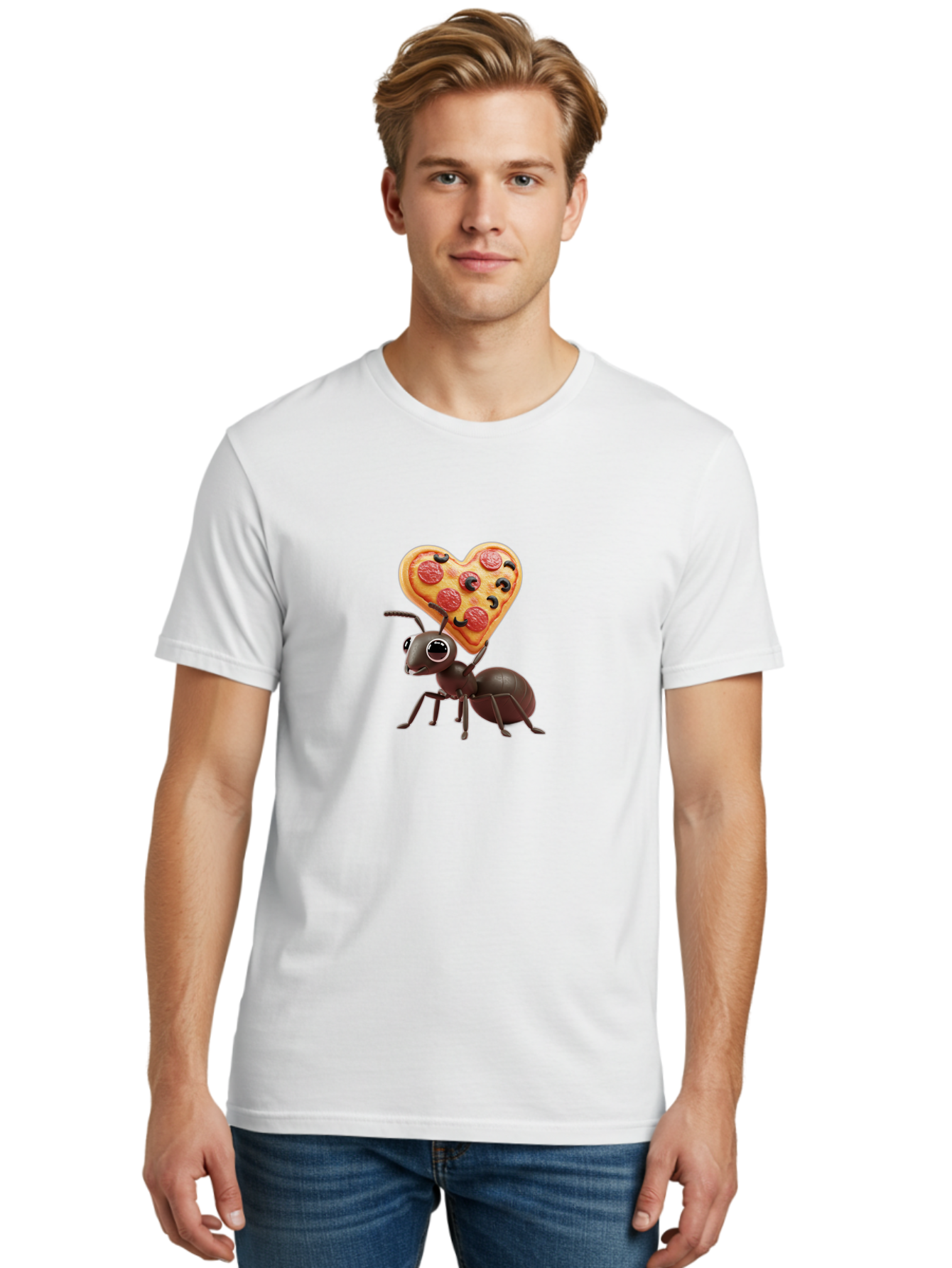 Ant-With-Heart-Shaped-Pizza Men'S Graphic Tee, 100% Cotton, Comfortable Casual Summer Wear, Machine Washable, Vintage Camera, Old Camera, Antique Camera, Black Camera, Classic Photography, Photography Equipment, Nostalgic Device, Film Camera, Bah449
