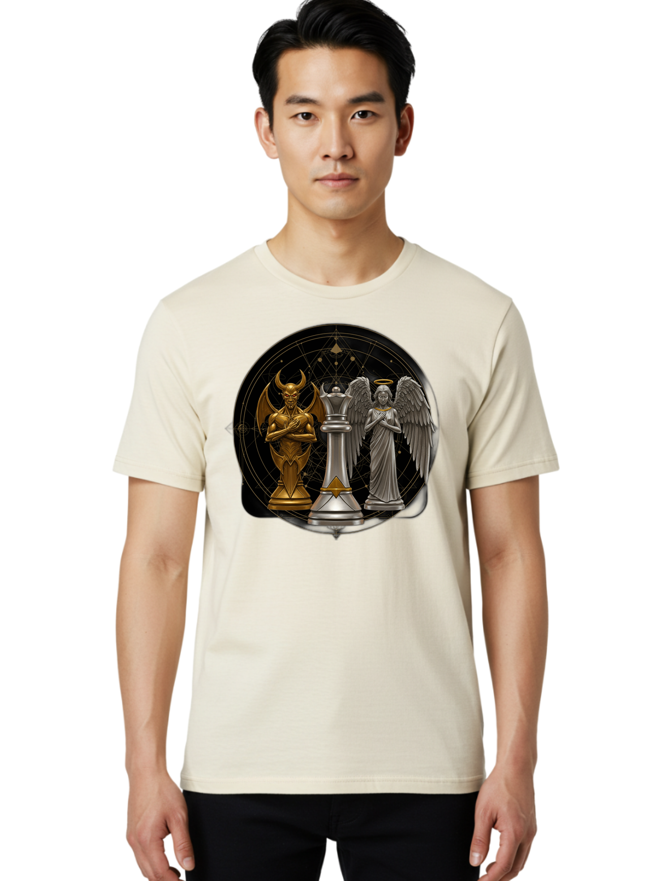 Baphomet-Angel-Queen Men'S Graphic Tee, 100% Cotton, Comfortable Casual Summer Wear, Machine Washable, Vintage Camera, Old Camera, Antique Camera, Black Camera, Classic Photography, Photography Equipment, Nostalgic Device, Film Camera, Bah550