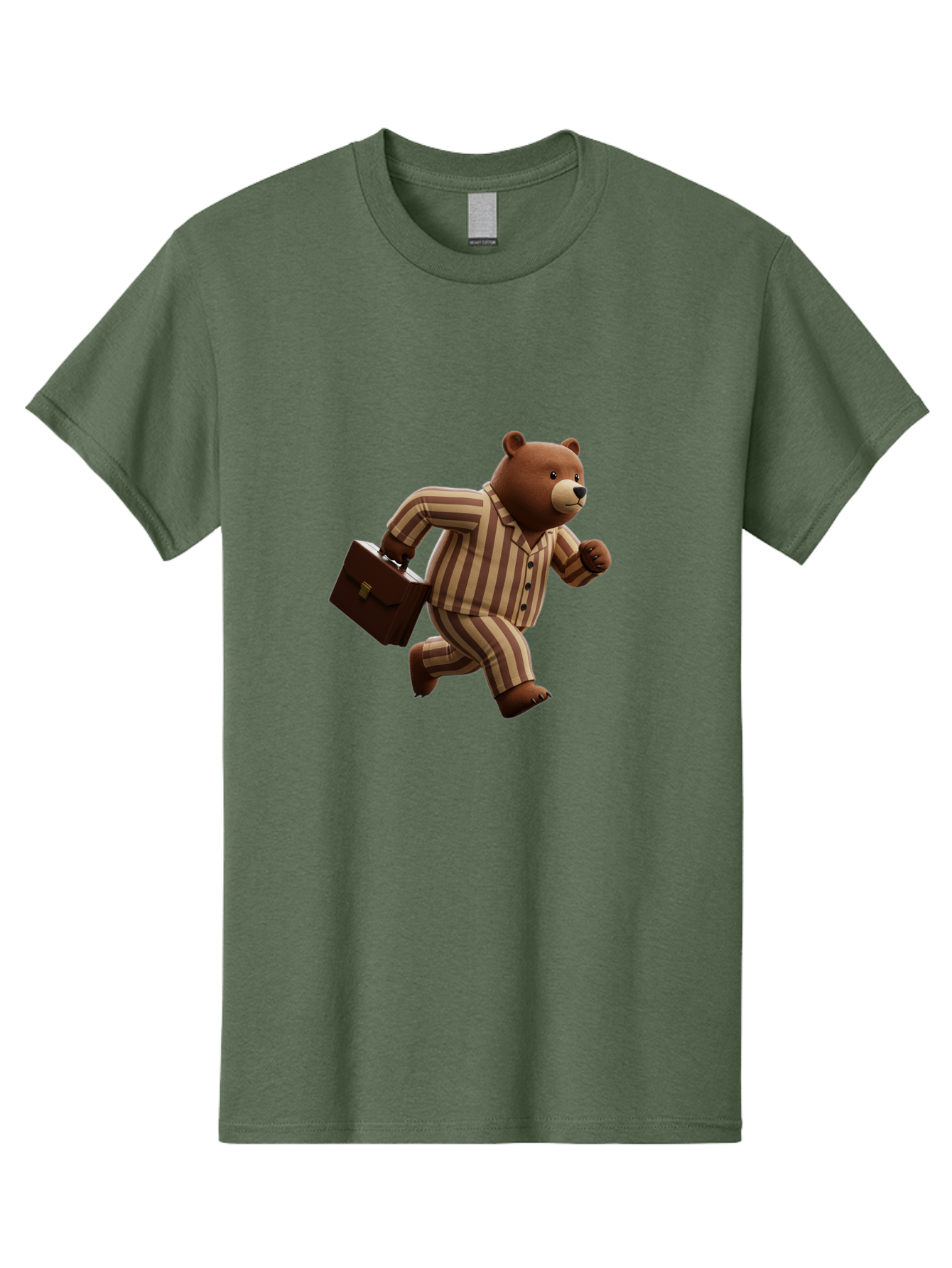 Bear-Running-With-Briefcase Men'S Graphic Tee, 100% Cotton, Comfortable Casual Summer Wear, Machine Washable, Vintage Camera, Old Camera, Antique Camera, Black Camera, Classic Photography, Photography Equipment, Nostalgic Device, Film Camera, Bah587
