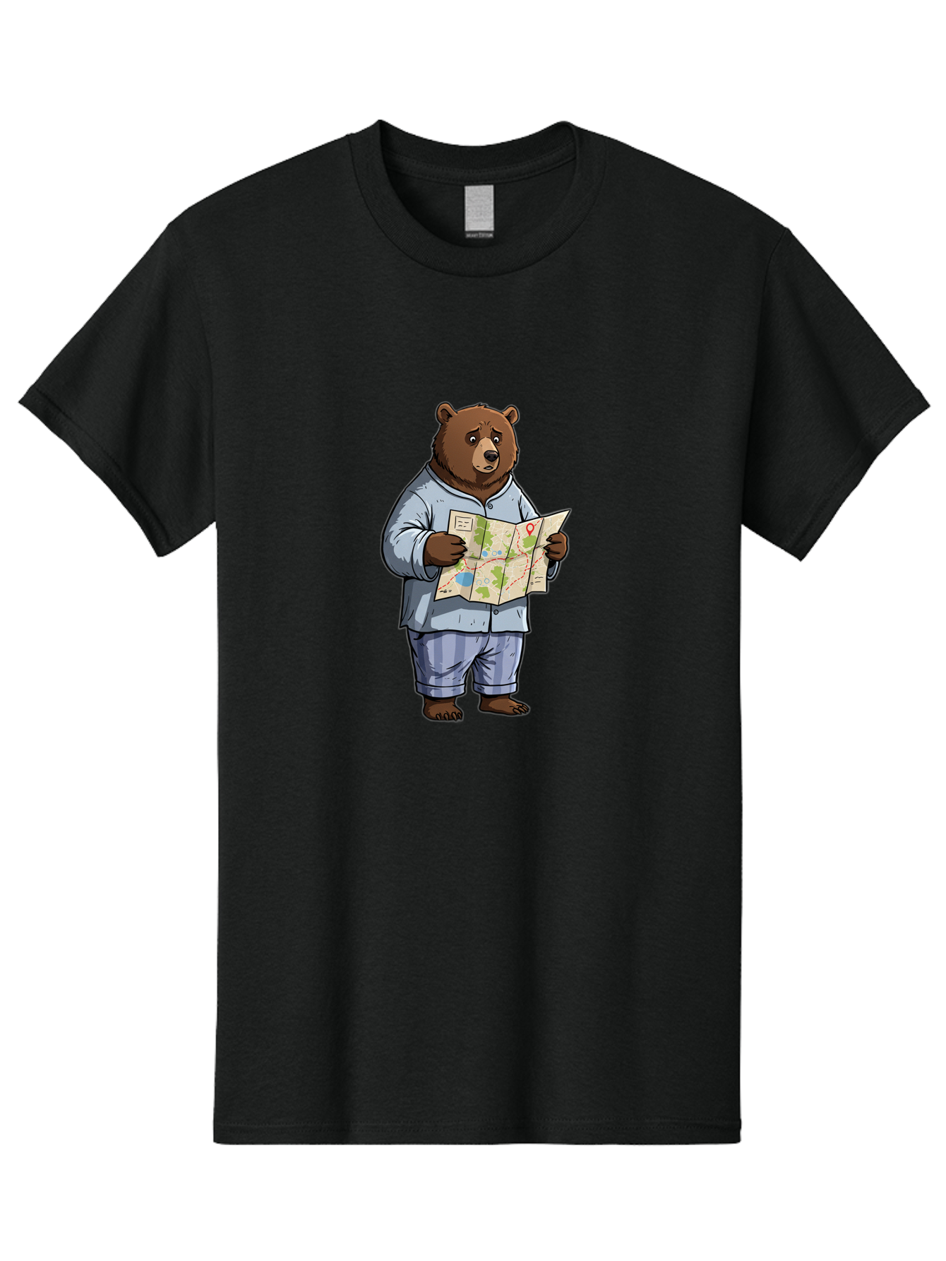 Bear-With-Map Men'S Graphic Tee, 100% Cotton, Comfortable Casual Summer Wear, Machine Washable, Vintage Camera, Old Camera, Antique Camera, Black Camera, Classic Photography, Photography Equipment, Nostalgic Device, Film Camera, Camera Art Bah590