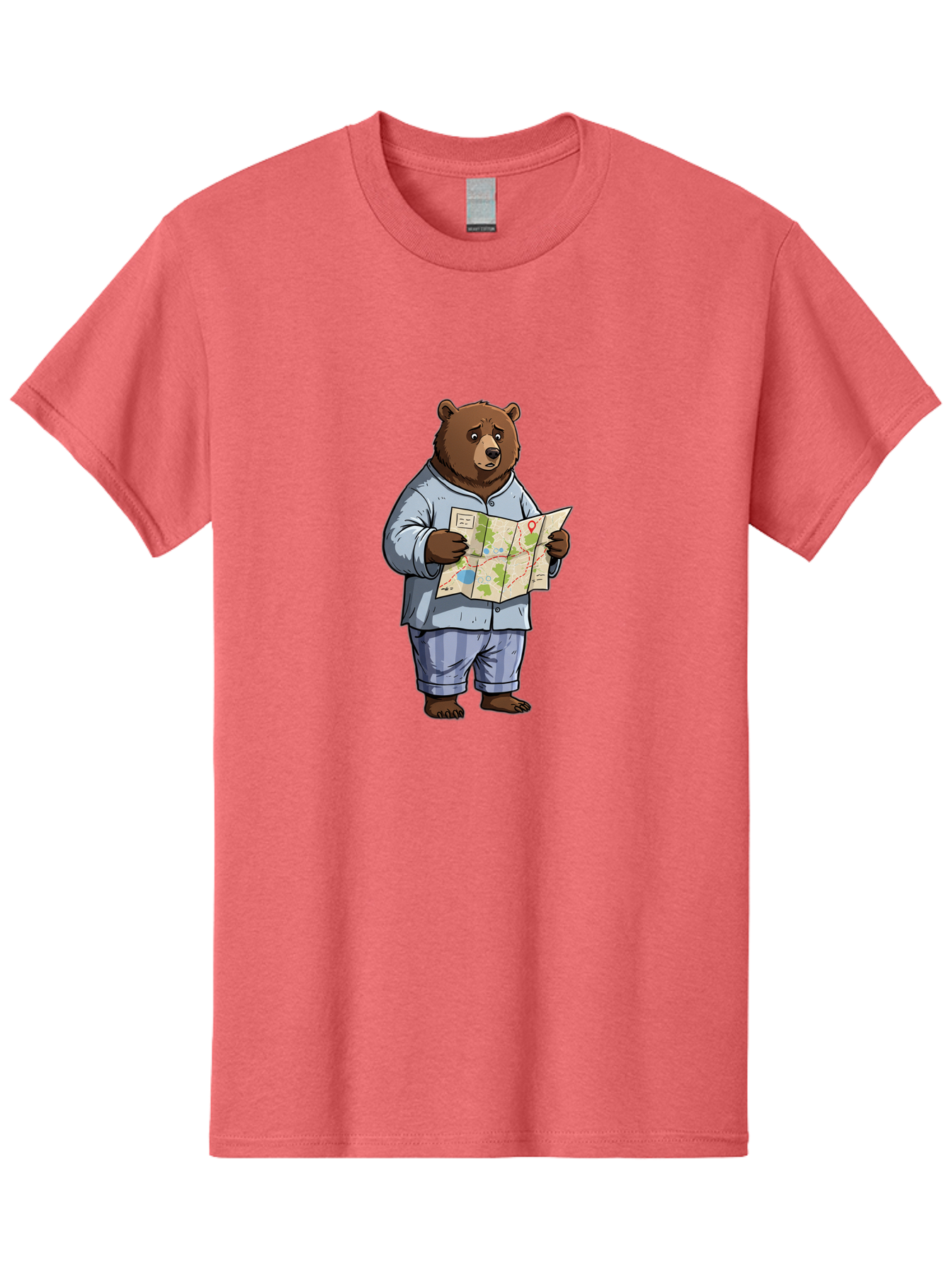 Bear-With-Map Men'S Graphic Tee, 100% Cotton, Comfortable Casual Summer Wear, Machine Washable, Vintage Camera, Old Camera, Antique Camera, Black Camera, Classic Photography, Photography Equipment, Nostalgic Device, Film Camera, Camera Art Bah590