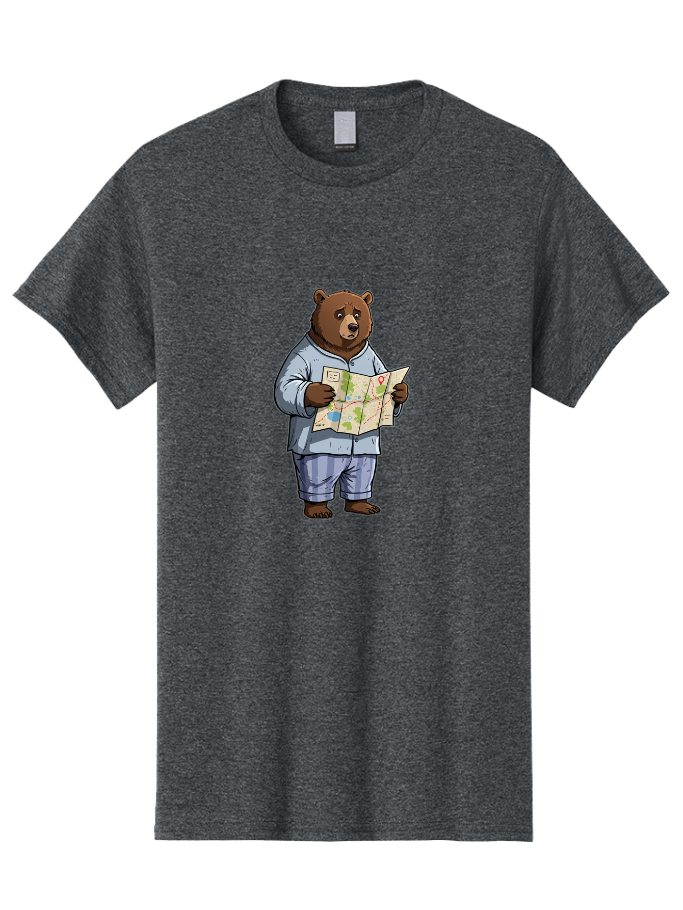 Bear-With-Map Men'S Graphic Tee, 100% Cotton, Comfortable Casual Summer Wear, Machine Washable, Vintage Camera, Old Camera, Antique Camera, Black Camera, Classic Photography, Photography Equipment, Nostalgic Device, Film Camera, Camera Art Bah590