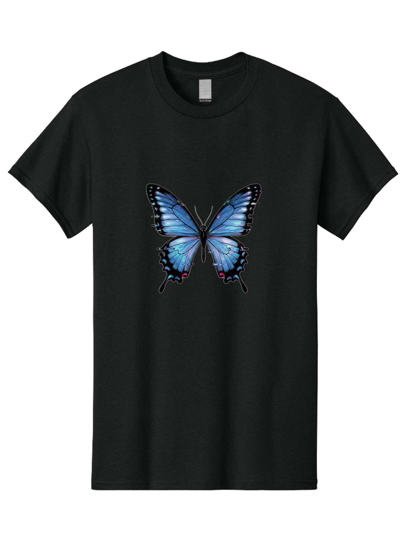 Blue-Butterfly-3 Men'S Graphic Tee, 100% Cotton, Comfortable Casual Summer Wear, Machine Washable, Vintage Camera, Old Camera, Antique Camera, Black Camera, Classic Photography, Photography Equipment, Nostalgic Device, Film Camera, Camera Art Bah598