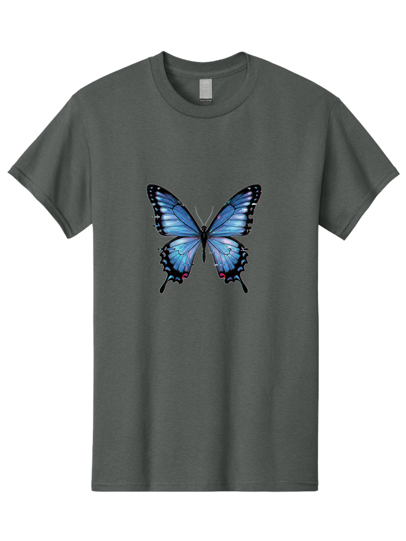 Blue-Butterfly-3 Men'S Graphic Tee, 100% Cotton, Comfortable Casual Summer Wear, Machine Washable, Vintage Camera, Old Camera, Antique Camera, Black Camera, Classic Photography, Photography Equipment, Nostalgic Device, Film Camera, Camera Art Bah598