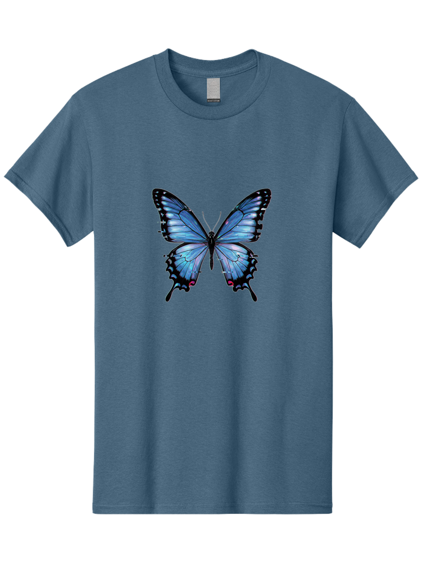 Blue-Butterfly-3 Men'S Graphic Tee, 100% Cotton, Comfortable Casual Summer Wear, Machine Washable, Vintage Camera, Old Camera, Antique Camera, Black Camera, Classic Photography, Photography Equipment, Nostalgic Device, Film Camera, Camera Art Bah598