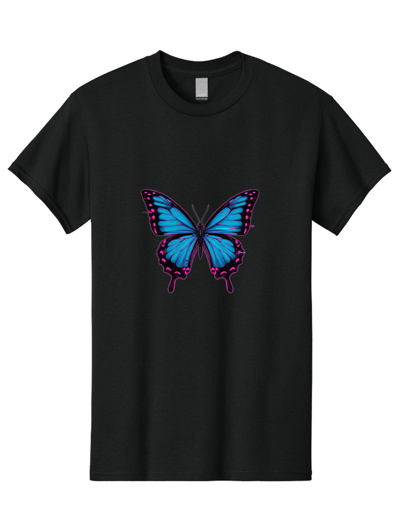 Blue-Butterfly Men'S Graphic Tee, 100% Cotton, Comfortable Casual Summer Wear, Machine Washable, Vintage Camera, Old Camera, Antique Camera, Black Camera, Classic Photography, Photography Equipment, Nostalgic Device, Film Camera, Camera Art Bah600
