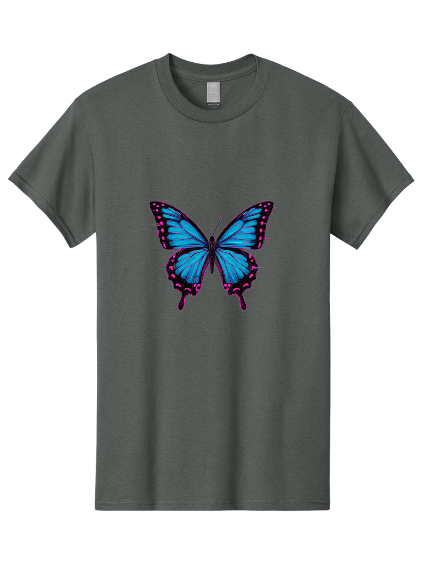 Blue-Butterfly Men'S Graphic Tee, 100% Cotton, Comfortable Casual Summer Wear, Machine Washable, Vintage Camera, Old Camera, Antique Camera, Black Camera, Classic Photography, Photography Equipment, Nostalgic Device, Film Camera, Camera Art Bah600