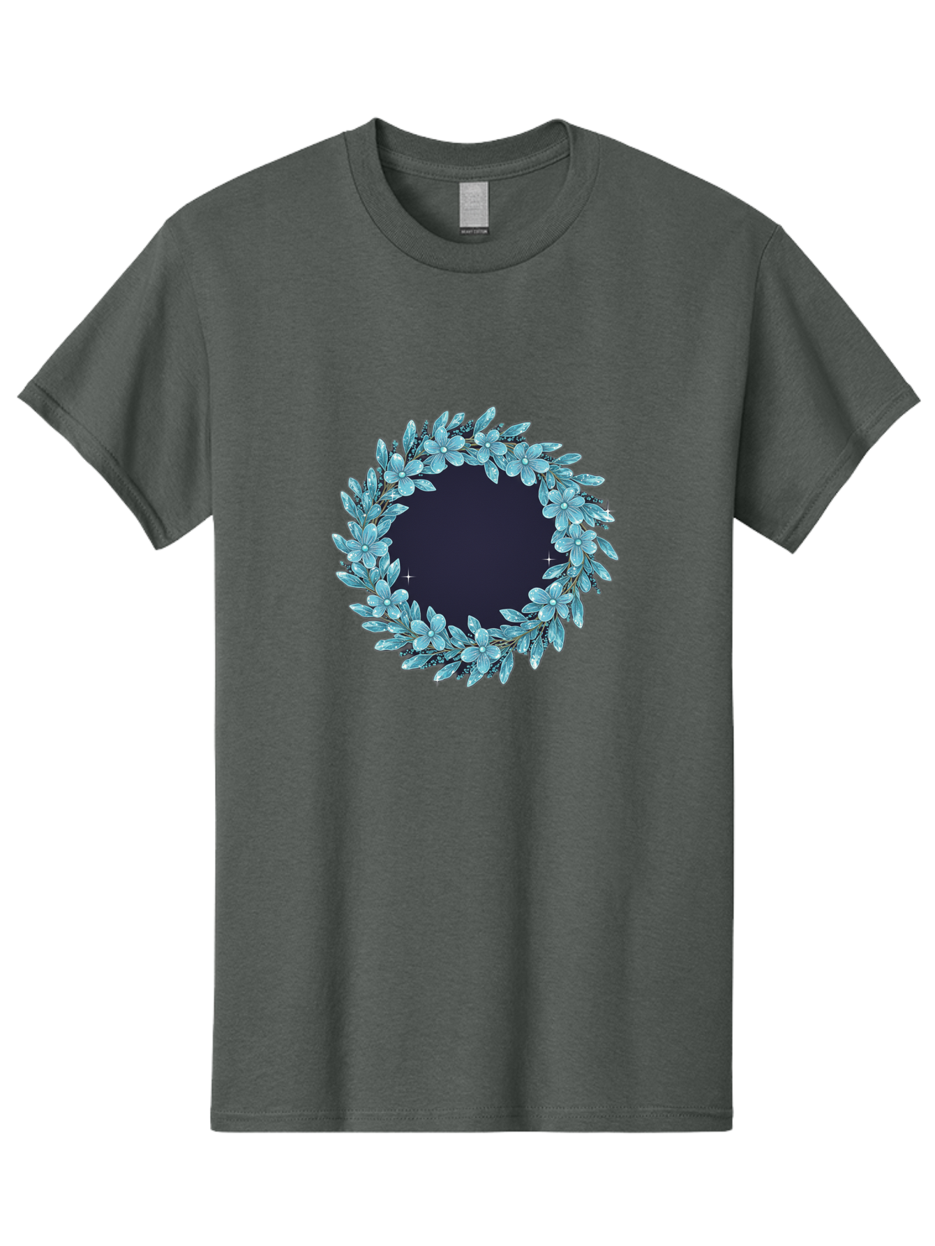 Blue-Flowers-Wreath Men'S Graphic Tee, 100% Cotton, Comfortable Casual Summer Wear, Machine Washable, Vintage Camera, Old Camera, Antique Camera, Black Camera, Classic Photography, Photography Equipment, Nostalgic Device, Film Camera, Bah602