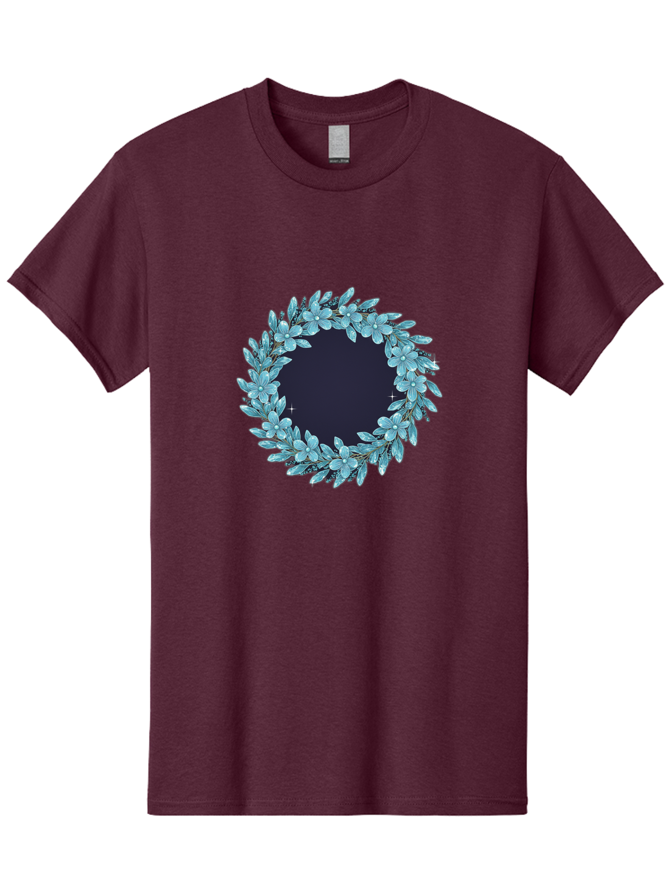 Blue-Flowers-Wreath Men'S Graphic Tee, 100% Cotton, Comfortable Casual Summer Wear, Machine Washable, Vintage Camera, Old Camera, Antique Camera, Black Camera, Classic Photography, Photography Equipment, Nostalgic Device, Film Camera, Bah602