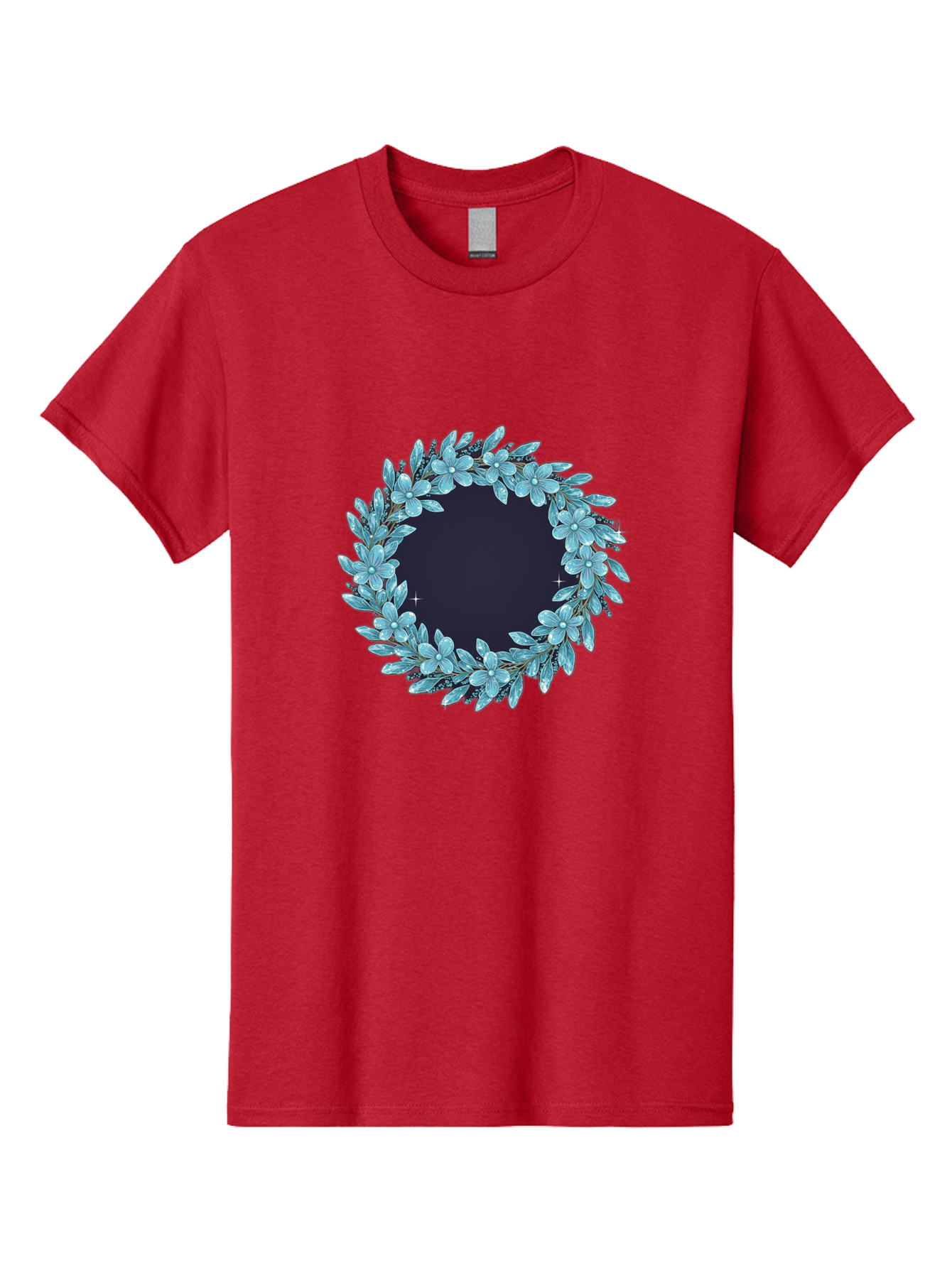 Blue-Flowers-Wreath Men'S Graphic Tee, 100% Cotton, Comfortable Casual Summer Wear, Machine Washable, Vintage Camera, Old Camera, Antique Camera, Black Camera, Classic Photography, Photography Equipment, Nostalgic Device, Film Camera, Bah602