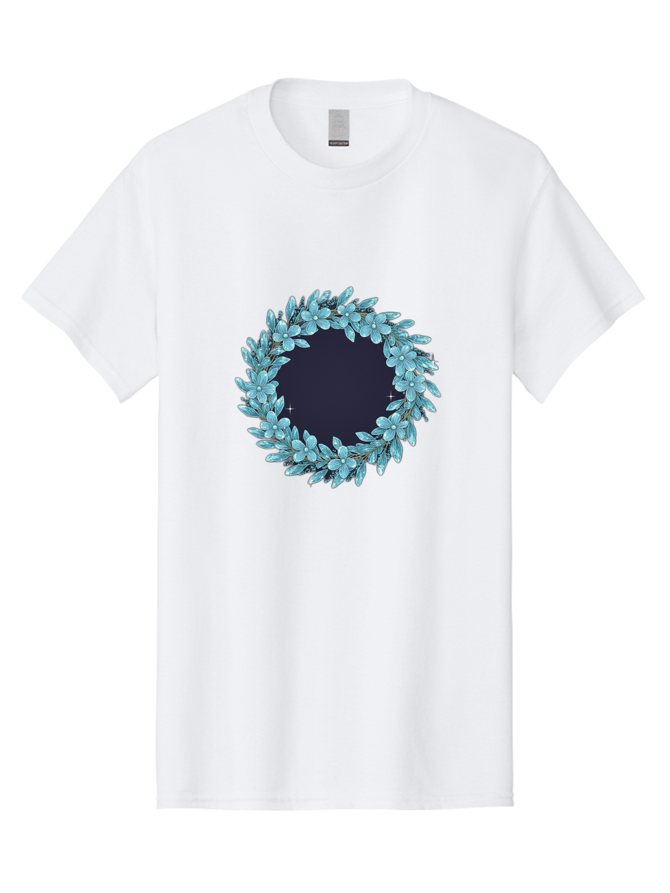Blue-Flowers-Wreath Men'S Graphic Tee, 100% Cotton, Comfortable Casual Summer Wear, Machine Washable, Vintage Camera, Old Camera, Antique Camera, Black Camera, Classic Photography, Photography Equipment, Nostalgic Device, Film Camera, Bah602