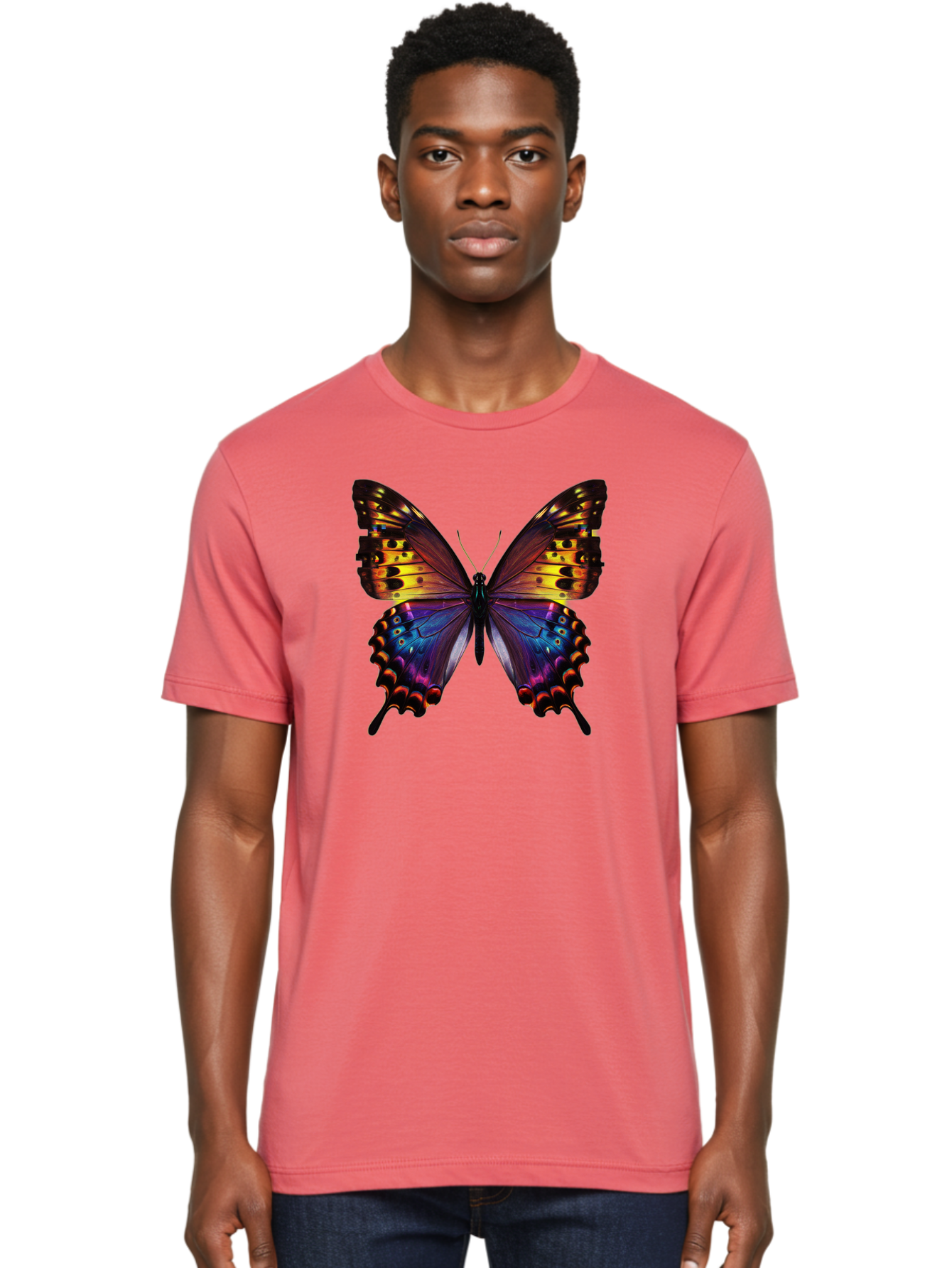 Blue-Morpho-Butterfly Men'S Graphic Tee, 100% Cotton, Comfortable Casual Summer Wear, Machine Washable, Vintage Camera, Old Camera, Antique Camera, Black Camera, Classic Photography, Photography Equipment, Nostalgic Device, Film Camera, Bah603