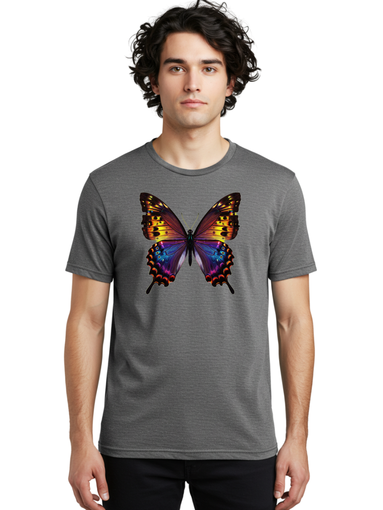 Blue-Morpho-Butterfly Men'S Graphic Tee, 100% Cotton, Comfortable Casual Summer Wear, Machine Washable, Vintage Camera, Old Camera, Antique Camera, Black Camera, Classic Photography, Photography Equipment, Nostalgic Device, Film Camera, Bah603