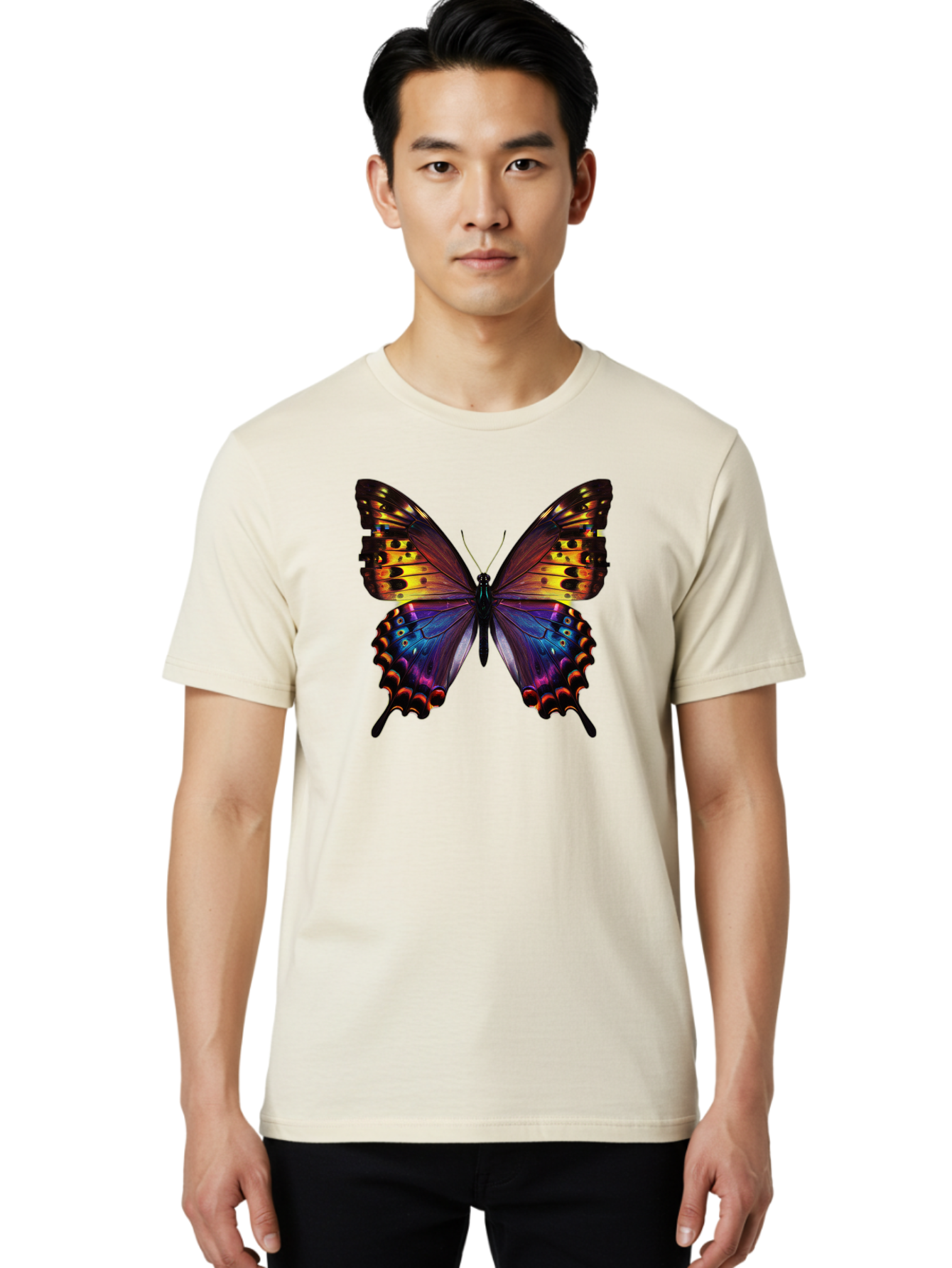 Blue-Morpho-Butterfly Men'S Graphic Tee, 100% Cotton, Comfortable Casual Summer Wear, Machine Washable, Vintage Camera, Old Camera, Antique Camera, Black Camera, Classic Photography, Photography Equipment, Nostalgic Device, Film Camera, Bah603