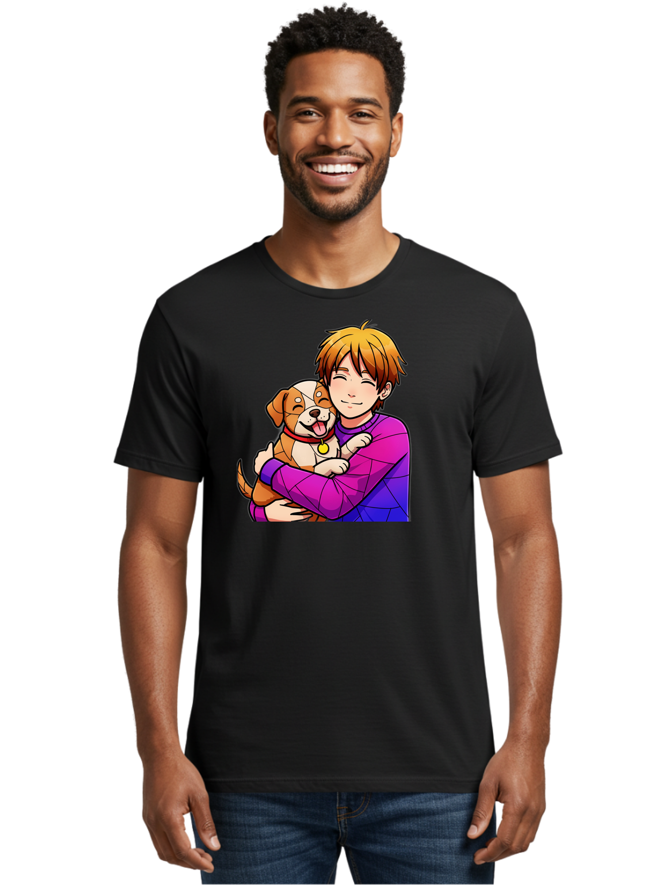 Boy-Hugging-Dog Men'S Graphic Tee, 100% Cotton, Comfortable Casual Summer Wear, Machine Washable, Vintage Camera, Old Camera, Antique Camera, Black Camera, Classic Photography, Photography Equipment, Nostalgic Device, Film Camera, Camera Art Bah607