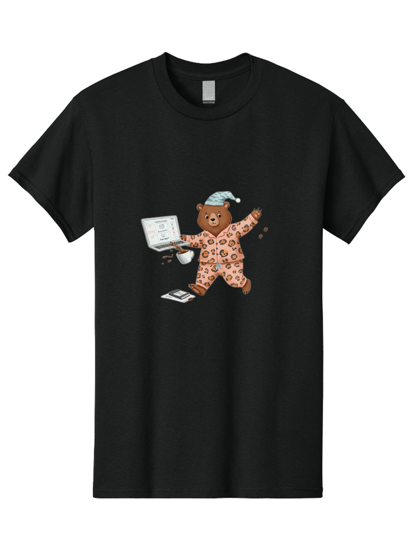 Brown-Bear-Pajamas-Laptop-Coffee Men'S Graphic Tee, 100% Cotton, Comfortable Casual Summer Wear, Machine Washable, Vintage Camera, Old Camera, Antique Camera, Black Camera, Classic Photography, Photography Equipment, Nostalgic Device, Bah611