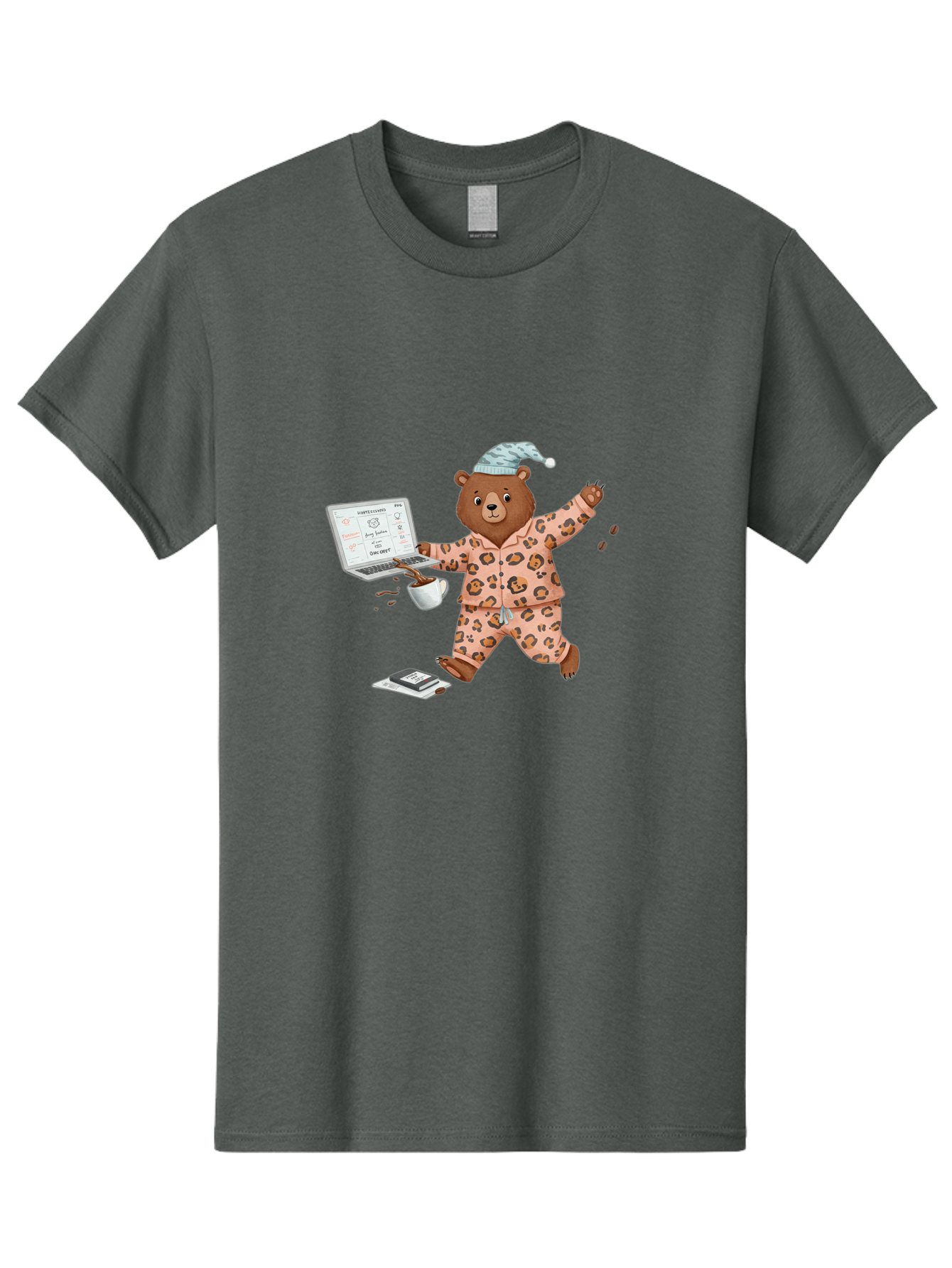 Brown-Bear-Pajamas-Laptop-Coffee Men'S Graphic Tee, 100% Cotton, Comfortable Casual Summer Wear, Machine Washable, Vintage Camera, Old Camera, Antique Camera, Black Camera, Classic Photography, Photography Equipment, Nostalgic Device, Bah611