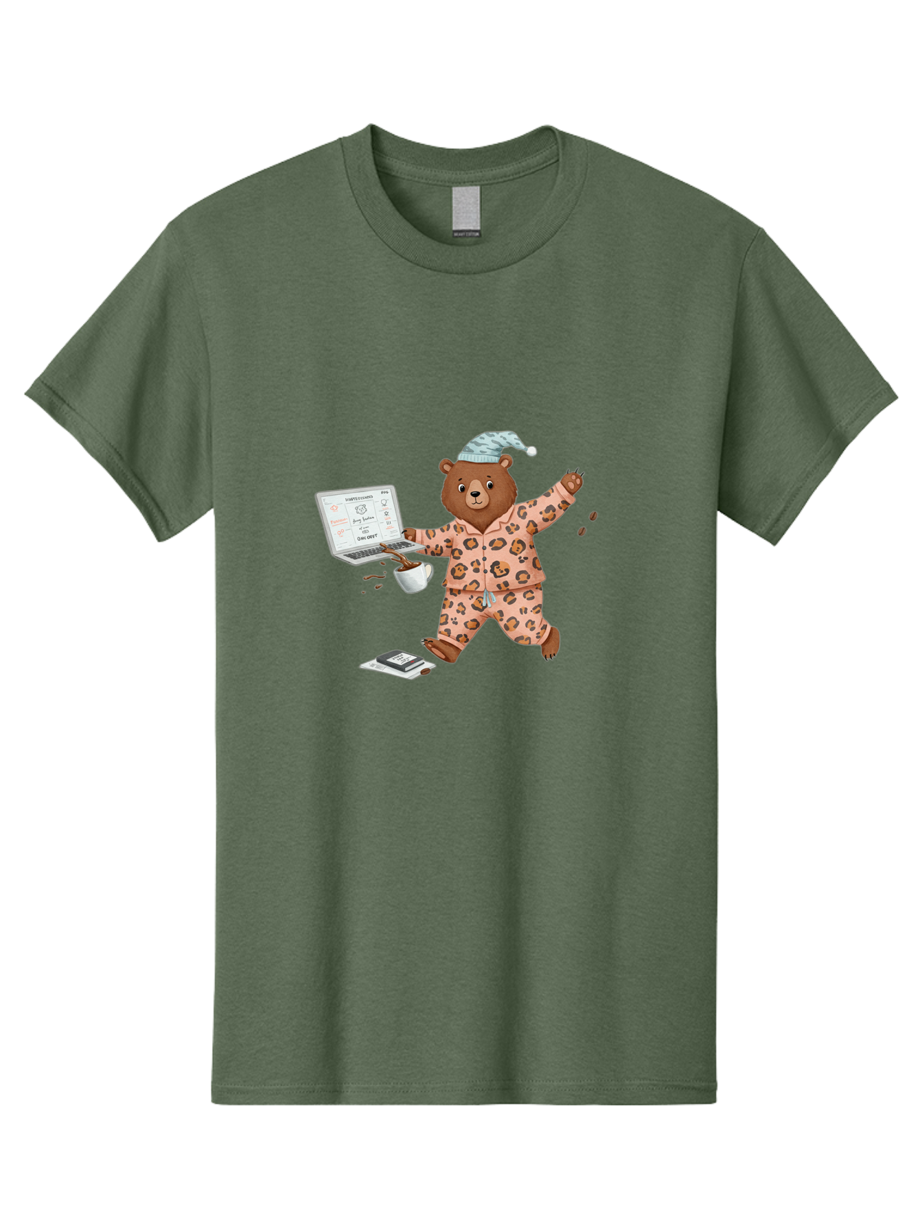 Brown-Bear-Pajamas-Laptop-Coffee Men'S Graphic Tee, 100% Cotton, Comfortable Casual Summer Wear, Machine Washable, Vintage Camera, Old Camera, Antique Camera, Black Camera, Classic Photography, Photography Equipment, Nostalgic Device, Bah611