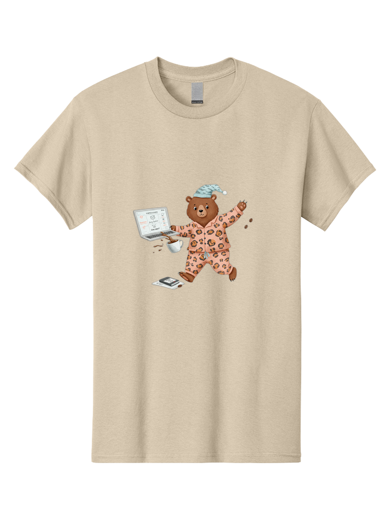 Brown-Bear-Pajamas-Laptop-Coffee Men'S Graphic Tee, 100% Cotton, Comfortable Casual Summer Wear, Machine Washable, Vintage Camera, Old Camera, Antique Camera, Black Camera, Classic Photography, Photography Equipment, Nostalgic Device, Bah611