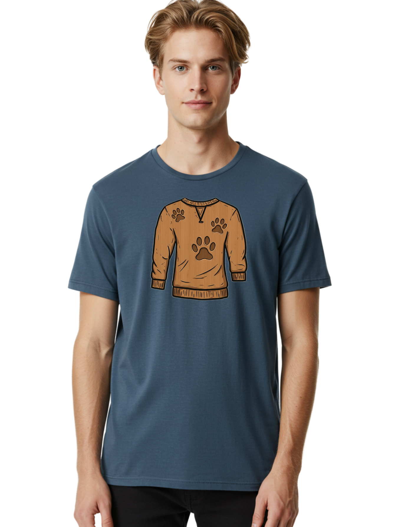 Brown-Sweater-With-Paw-Prints Men'S Graphic Tee, 100% Cotton, Comfortable Casual Summer Wear, Machine Washable, Vintage Camera, Old Camera, Antique Camera, Black Camera, Classic Photography, Photography Equipment, Nostalgic Device, Bah614