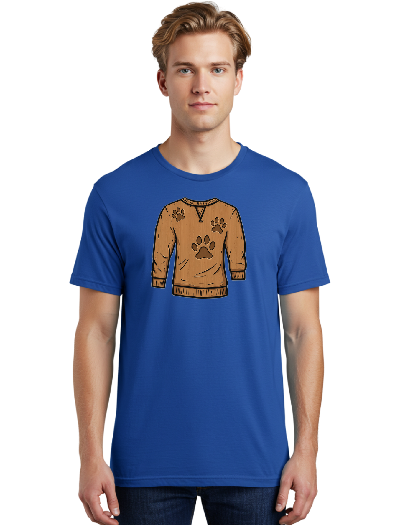 Brown-Sweater-With-Paw-Prints Men'S Graphic Tee, 100% Cotton, Comfortable Casual Summer Wear, Machine Washable, Vintage Camera, Old Camera, Antique Camera, Black Camera, Classic Photography, Photography Equipment, Nostalgic Device, Bah614