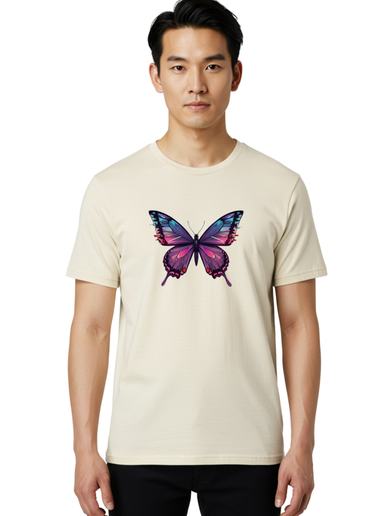 Butterfly-10 Men'S Graphic Tee, 100% Cotton, Comfortable Casual Summer Wear, Machine Washable, Vintage Camera, Old Camera, Antique Camera, Black Camera, Classic Photography, Photography Equipment, Nostalgic Device, Film Camera, Camera Art Bah642