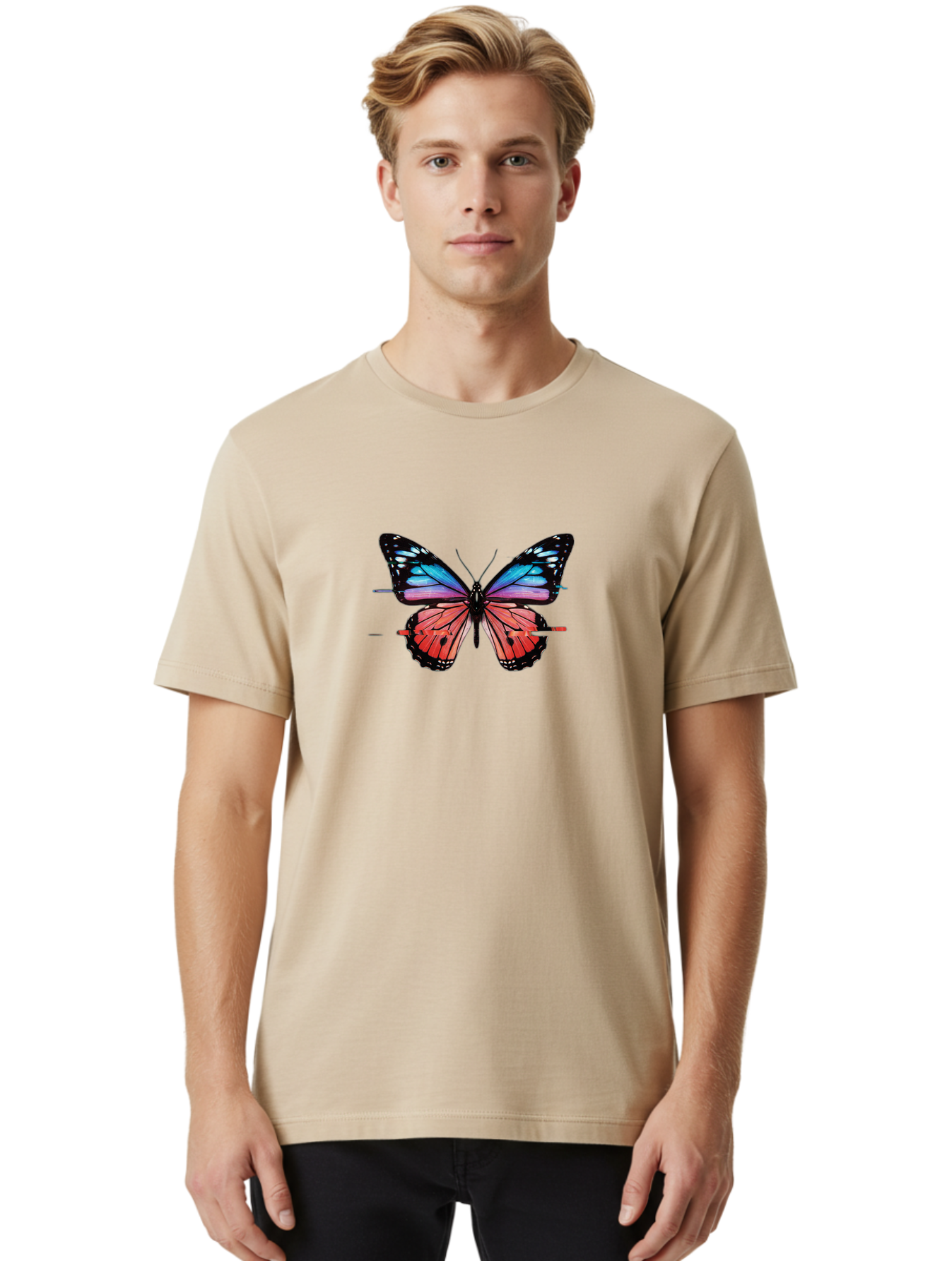 Butterfly-13 Men'S Graphic Tee, 100% Cotton, Comfortable Casual Summer Wear, Machine Washable, Vintage Camera, Old Camera, Antique Camera, Black Camera, Classic Photography, Photography Equipment, Nostalgic Device, Film Camera, Camera Art Bah645