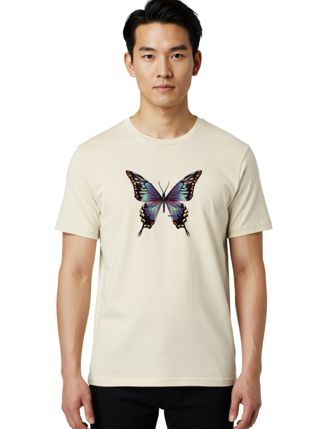 Butterfly-14 Men'S Graphic Tee, 100% Cotton, Comfortable Casual Summer Wear, Machine Washable, Vintage Camera, Old Camera, Antique Camera, Black Camera, Classic Photography, Photography Equipment, Nostalgic Device, Film Camera, Camera Art Bah646