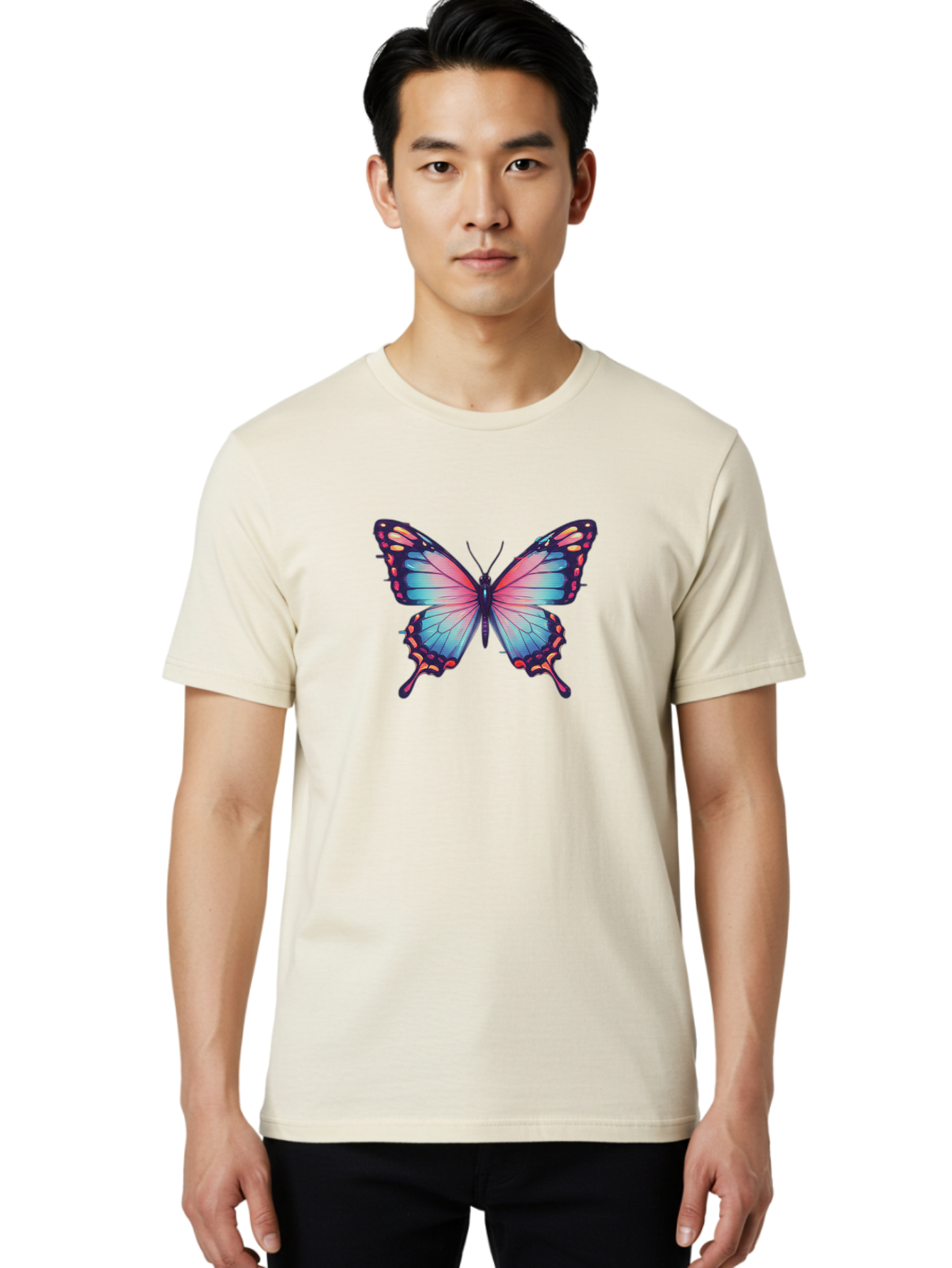 Butterfly-15 Men'S Graphic Tee, 100% Cotton, Comfortable Casual Summer Wear, Machine Washable, Vintage Camera, Old Camera, Antique Camera, Black Camera, Classic Photography, Photography Equipment, Nostalgic Device, Film Camera, Camera Art Bah647