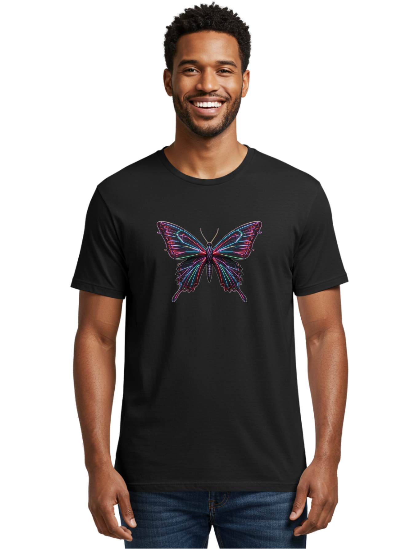 Butterfly-18 Men'S Graphic Tee, 100% Cotton, Comfortable Casual Summer Wear, Machine Washable, Vintage Camera, Old Camera, Antique Camera, Black Camera, Classic Photography, Photography Equipment, Nostalgic Device, Film Camera, Camera Art Bah650