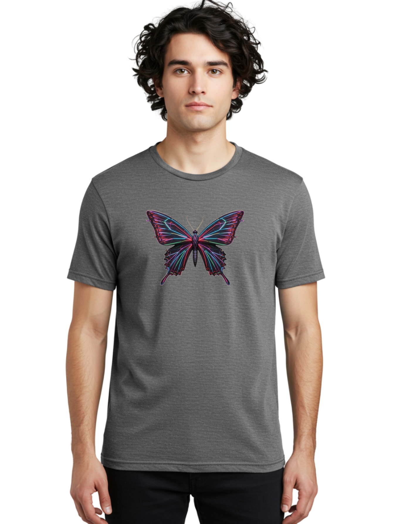Butterfly-18 Men'S Graphic Tee, 100% Cotton, Comfortable Casual Summer Wear, Machine Washable, Vintage Camera, Old Camera, Antique Camera, Black Camera, Classic Photography, Photography Equipment, Nostalgic Device, Film Camera, Camera Art Bah650