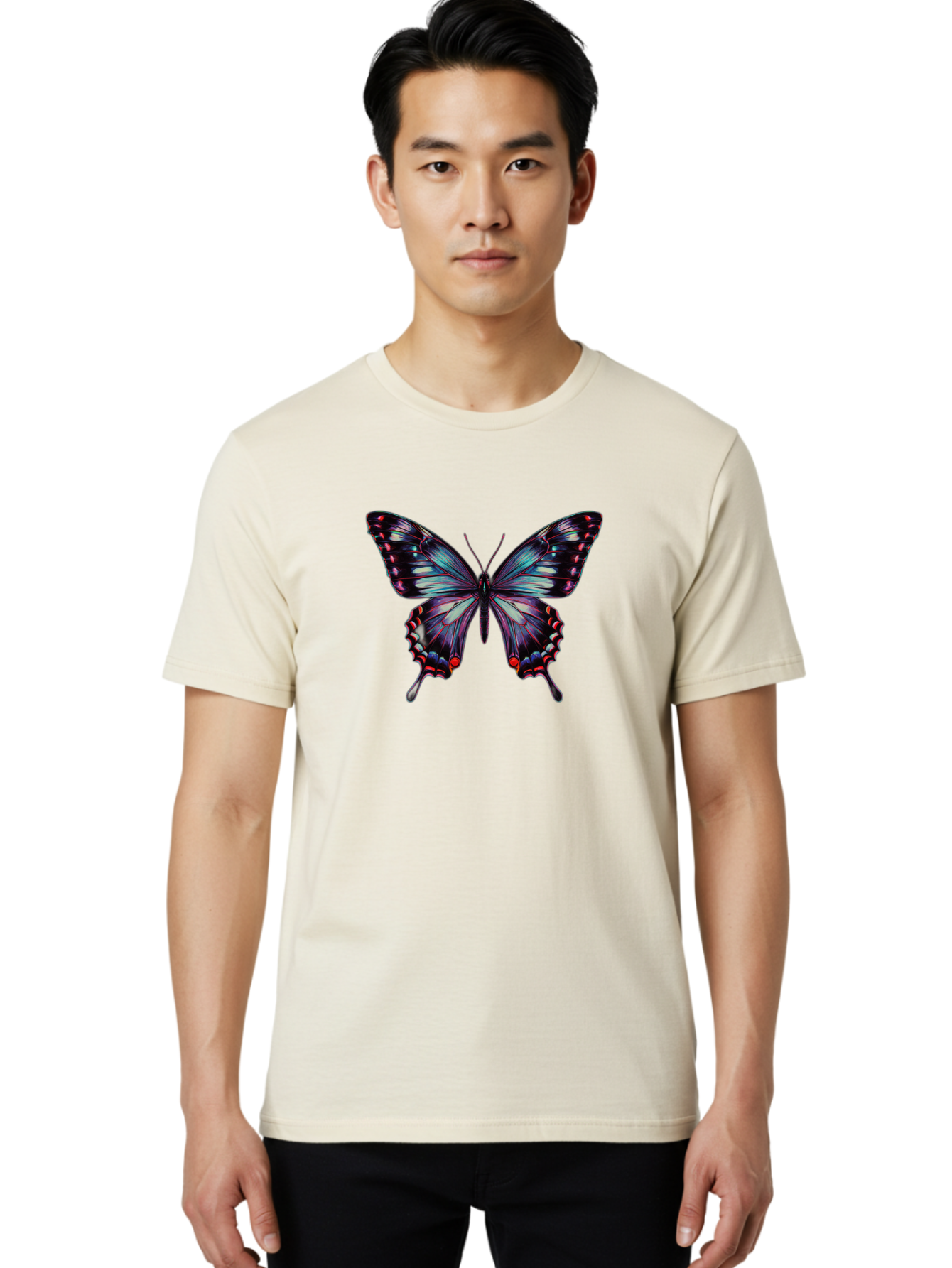 Butterfly-19 Men'S Graphic Tee, 100% Cotton, Comfortable Casual Summer Wear, Machine Washable, Vintage Camera, Old Camera, Antique Camera, Black Camera, Classic Photography, Photography Equipment, Nostalgic Device, Film Camera, Camera Art Bah651