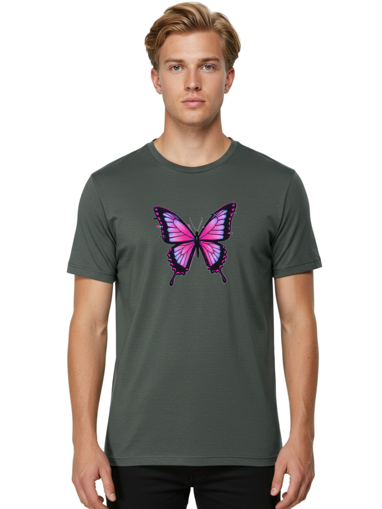 Butterfly-2 Men'S Graphic Tee, 100% Cotton, Comfortable Casual Summer Wear, Machine Washable, Vintage Camera, Old Camera, Antique Camera, Black Camera, Classic Photography, Photography Equipment, Nostalgic Device, Film Camera, Camera Art Bah652