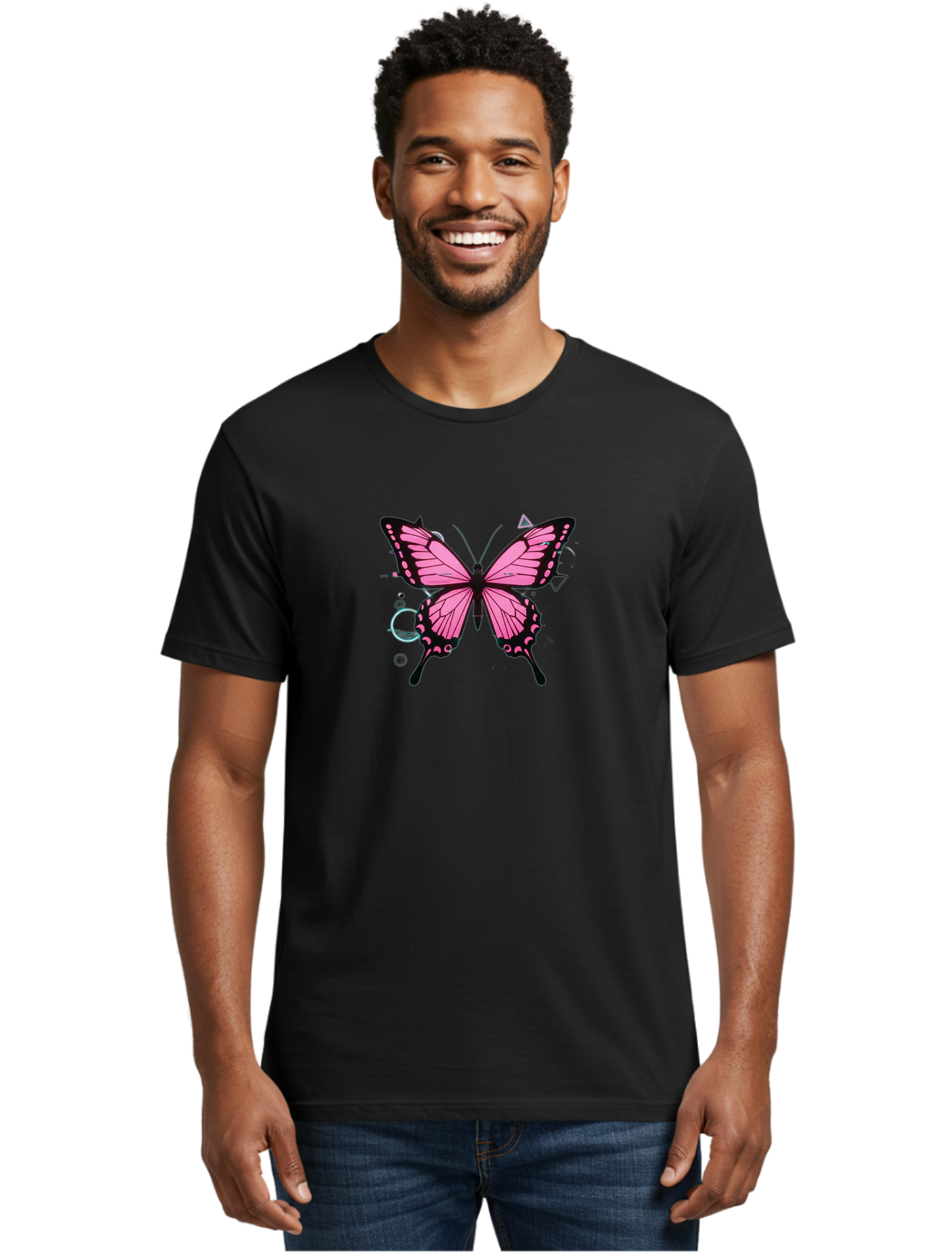 Butterfly-26 Men'S Graphic Tee, 100% Cotton, Comfortable Casual Summer Wear, Machine Washable, Vintage Camera, Old Camera, Antique Camera, Black Camera, Classic Photography, Photography Equipment, Nostalgic Device, Film Camera, Camera Art Bah659