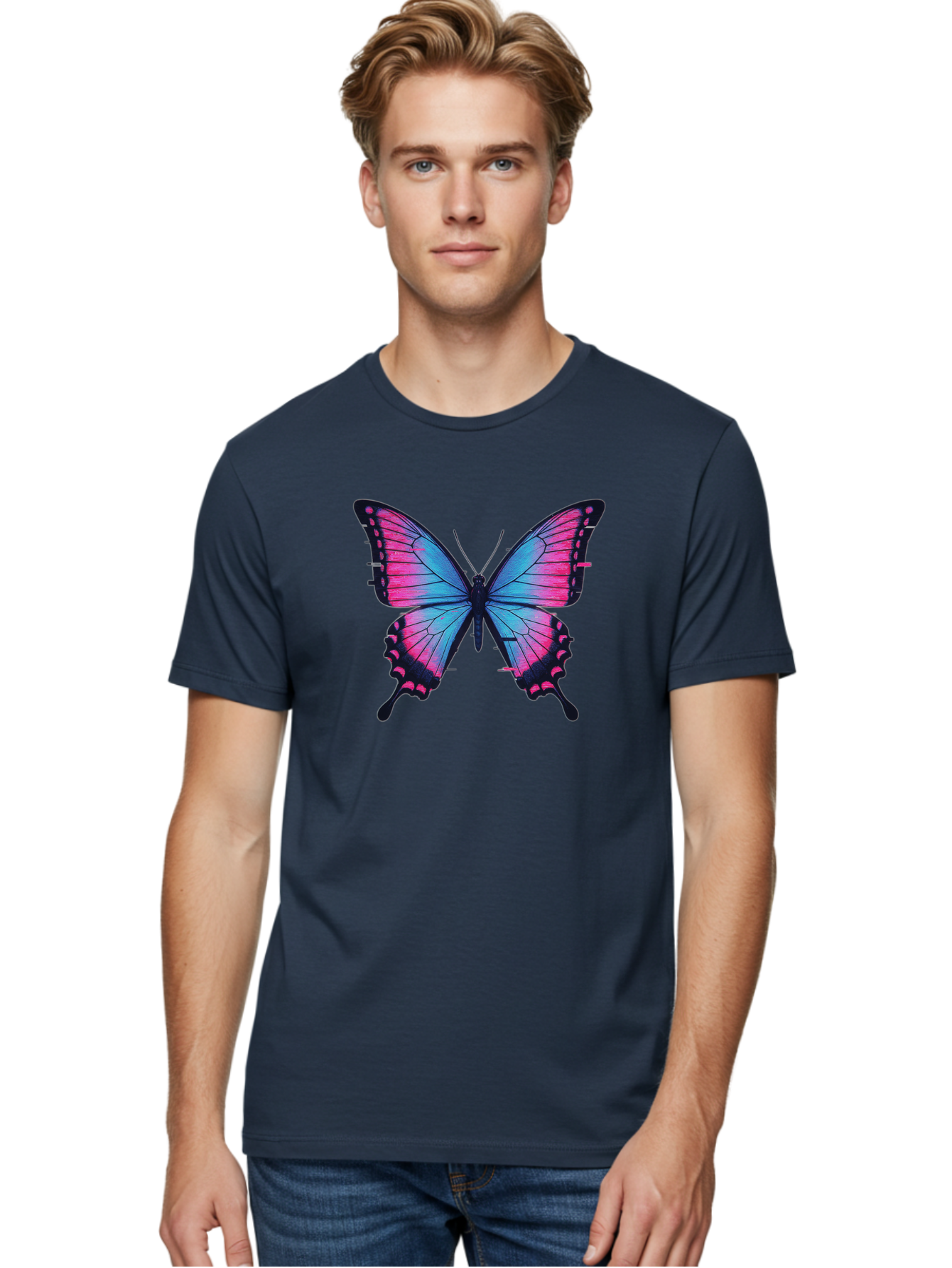 Butterfly-4 Men'S Graphic Tee, 100% Cotton, Comfortable Casual Summer Wear, Machine Washable, Vintage Camera, Old Camera, Antique Camera, Black Camera, Classic Photography, Photography Equipment, Nostalgic Device, Film Camera, Camera Art Bah664