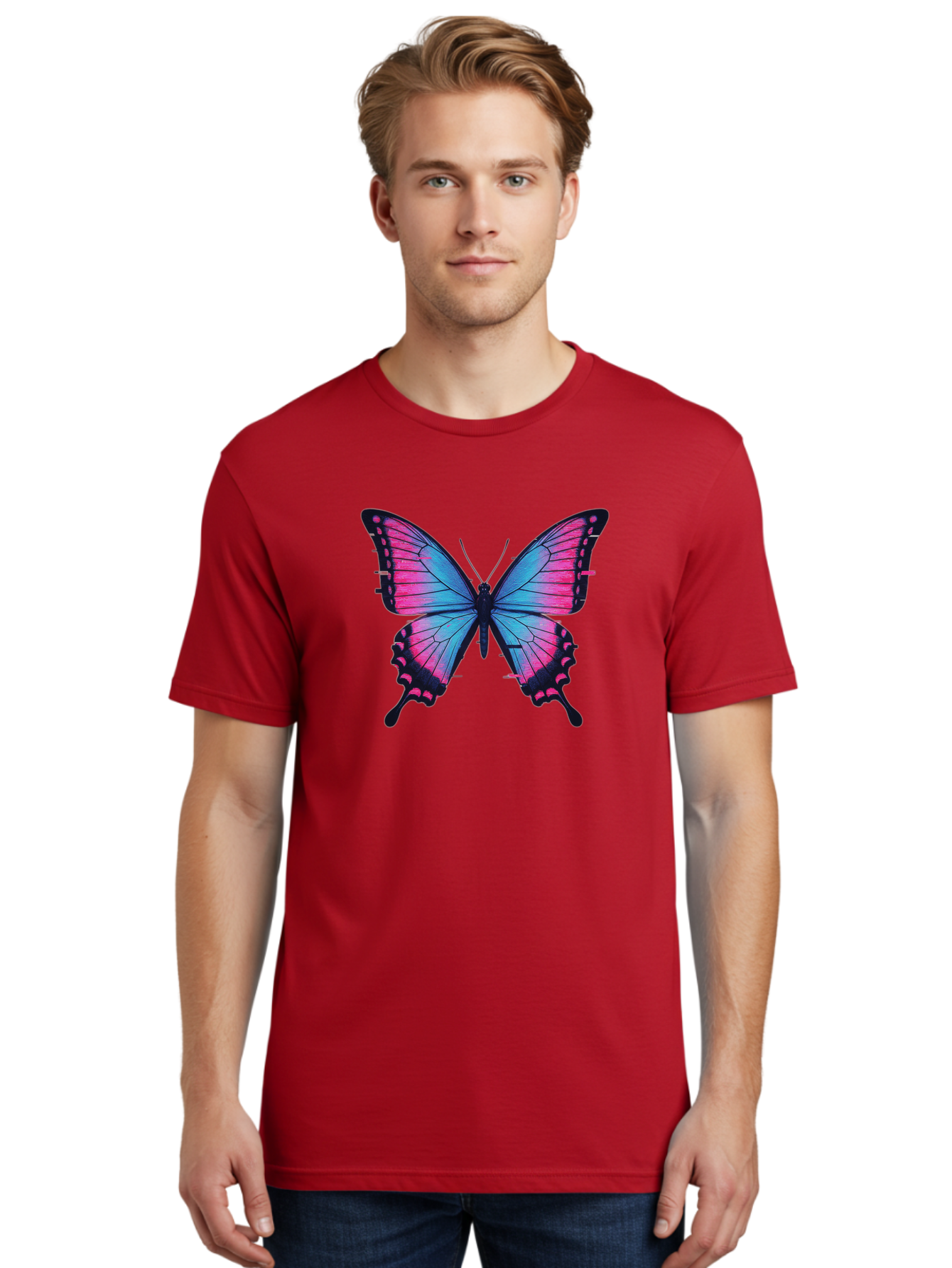 Butterfly-4 Men'S Graphic Tee, 100% Cotton, Comfortable Casual Summer Wear, Machine Washable, Vintage Camera, Old Camera, Antique Camera, Black Camera, Classic Photography, Photography Equipment, Nostalgic Device, Film Camera, Camera Art Bah664