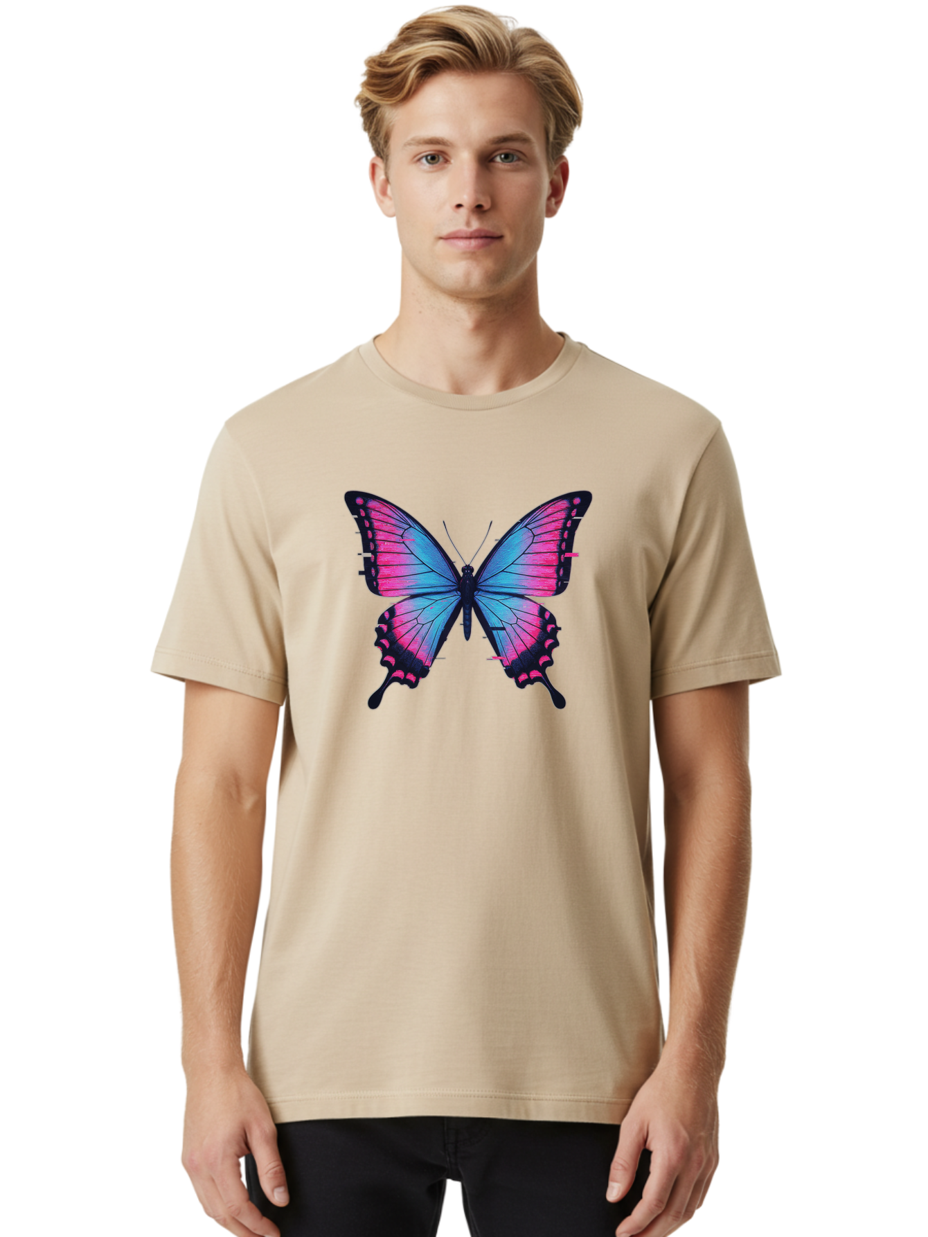 Butterfly-4 Men'S Graphic Tee, 100% Cotton, Comfortable Casual Summer Wear, Machine Washable, Vintage Camera, Old Camera, Antique Camera, Black Camera, Classic Photography, Photography Equipment, Nostalgic Device, Film Camera, Camera Art Bah664