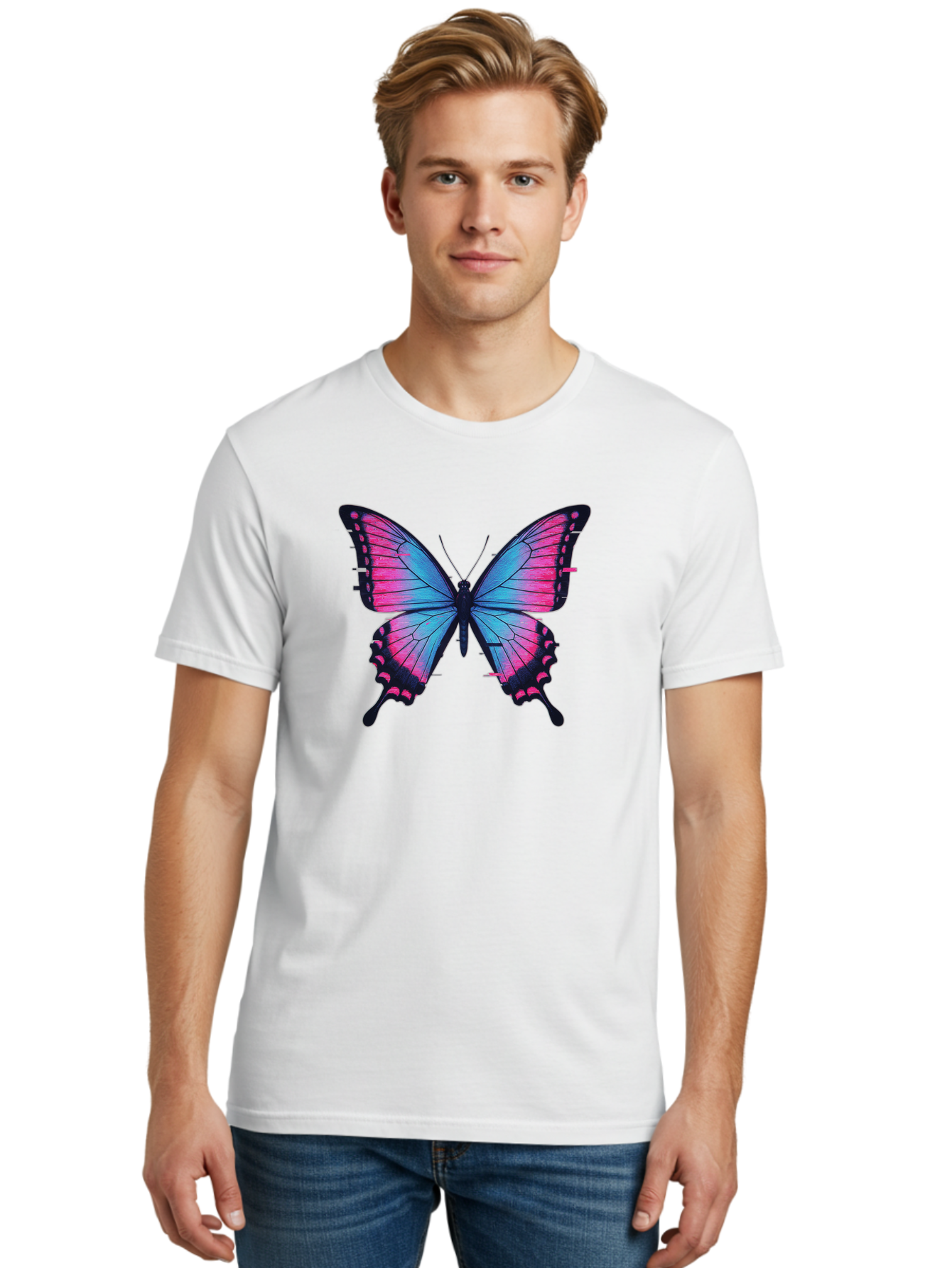 Butterfly-4 Men'S Graphic Tee, 100% Cotton, Comfortable Casual Summer Wear, Machine Washable, Vintage Camera, Old Camera, Antique Camera, Black Camera, Classic Photography, Photography Equipment, Nostalgic Device, Film Camera, Camera Art Bah664