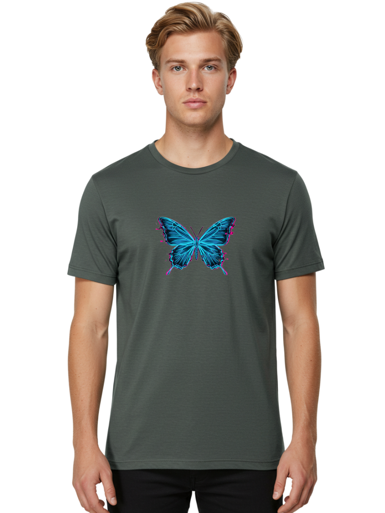 Butterfly-5 Men'S Graphic Tee, 100% Cotton, Comfortable Casual Summer Wear, Machine Washable, Vintage Camera, Old Camera, Antique Camera, Black Camera, Classic Photography, Photography Equipment, Nostalgic Device, Film Camera, Camera Art Bah665