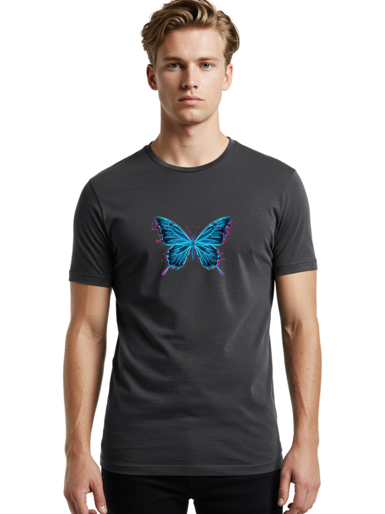 Butterfly-5 Men'S Graphic Tee, 100% Cotton, Comfortable Casual Summer Wear, Machine Washable, Vintage Camera, Old Camera, Antique Camera, Black Camera, Classic Photography, Photography Equipment, Nostalgic Device, Film Camera, Camera Art Bah665