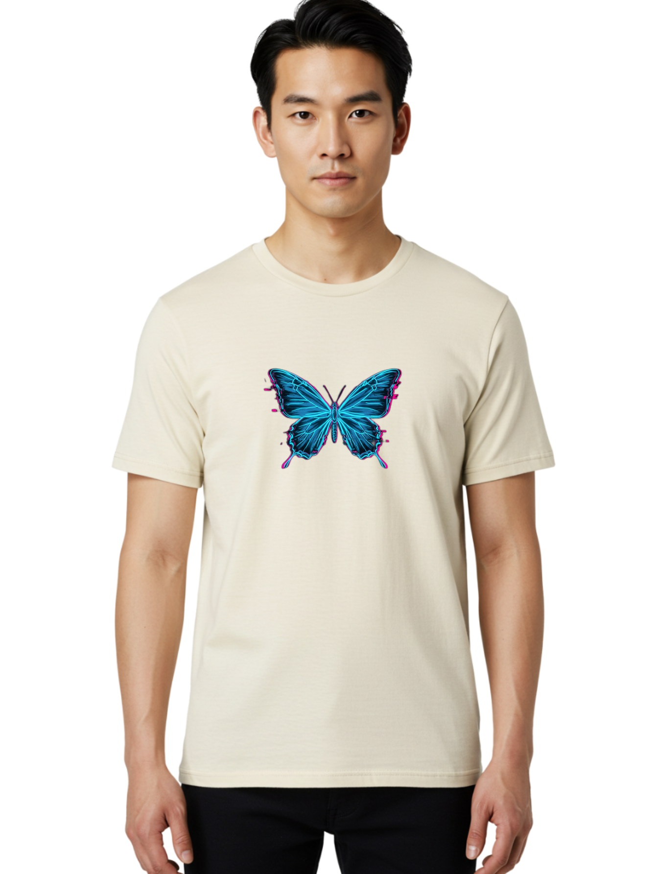 Butterfly-5 Men'S Graphic Tee, 100% Cotton, Comfortable Casual Summer Wear, Machine Washable, Vintage Camera, Old Camera, Antique Camera, Black Camera, Classic Photography, Photography Equipment, Nostalgic Device, Film Camera, Camera Art Bah665