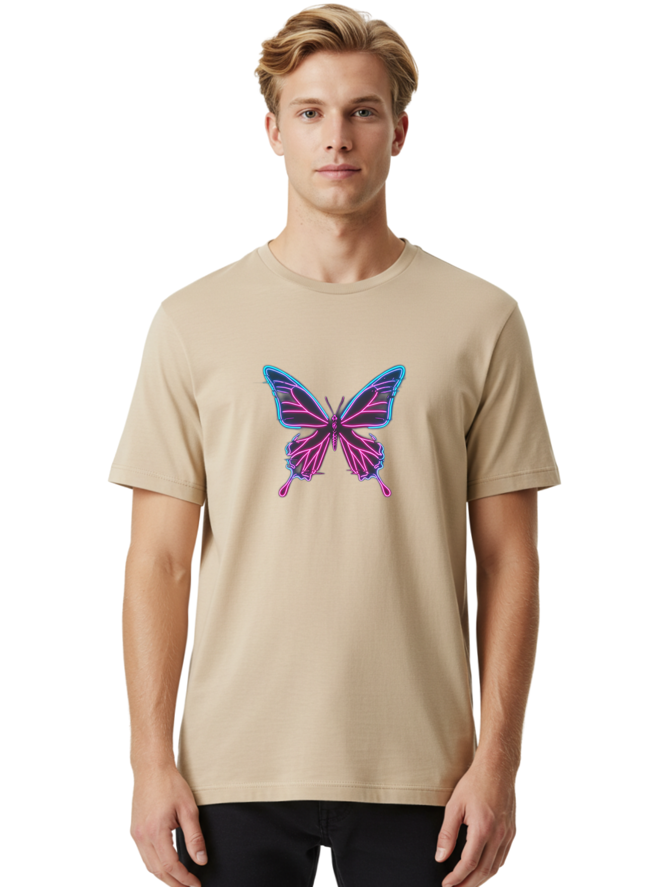 Butterfly-6 Men'S Graphic Tee, 100% Cotton, Comfortable Casual Summer Wear, Machine Washable, Vintage Camera, Old Camera, Antique Camera, Black Camera, Classic Photography, Photography Equipment, Nostalgic Device, Film Camera, Camera Art Bah666