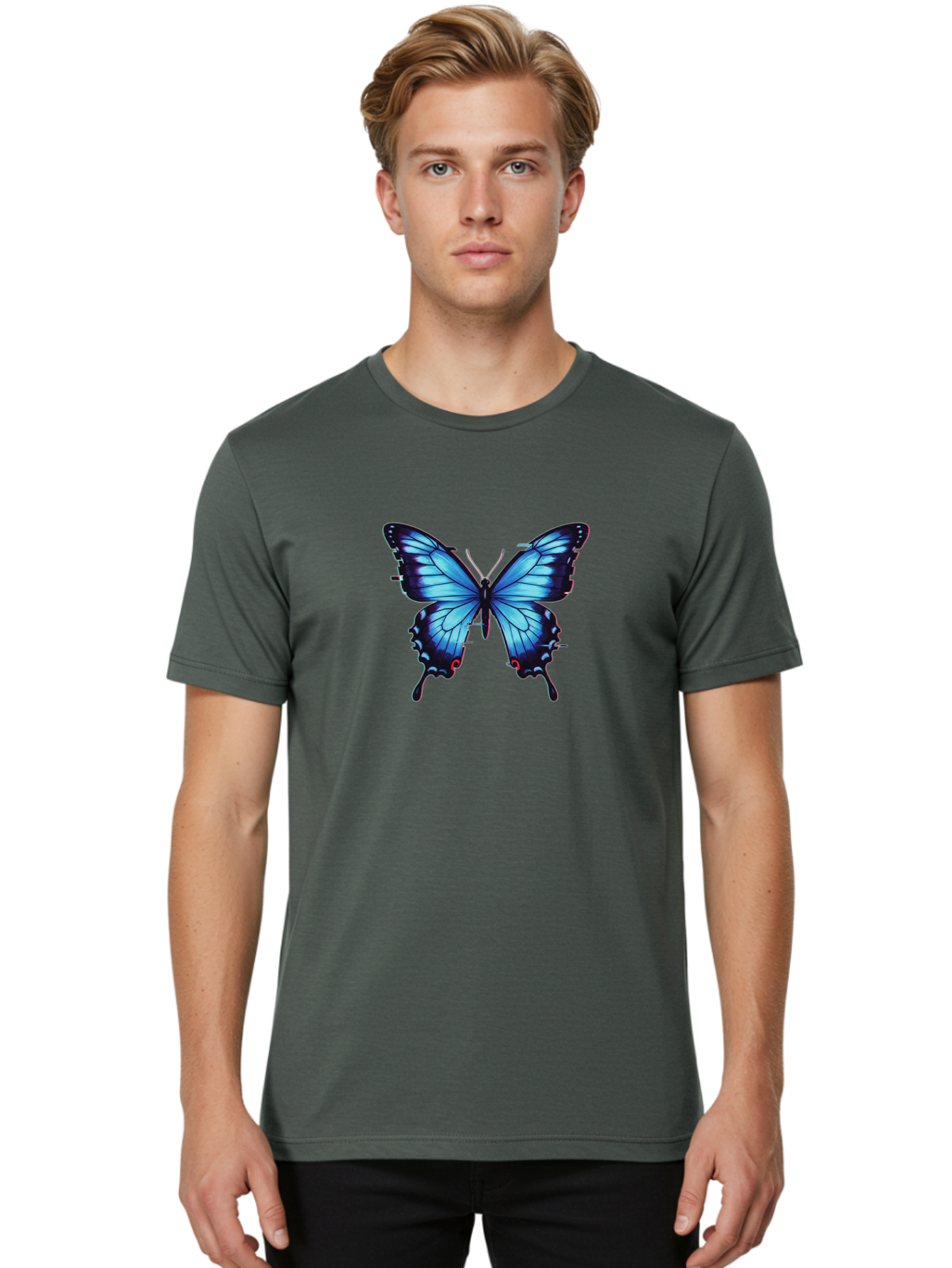 Butterfly-7 Men'S Graphic Tee, 100% Cotton, Comfortable Casual Summer Wear, Machine Washable, Vintage Camera, Old Camera, Antique Camera, Black Camera, Classic Photography, Photography Equipment, Nostalgic Device, Film Camera, Camera Art Bah667